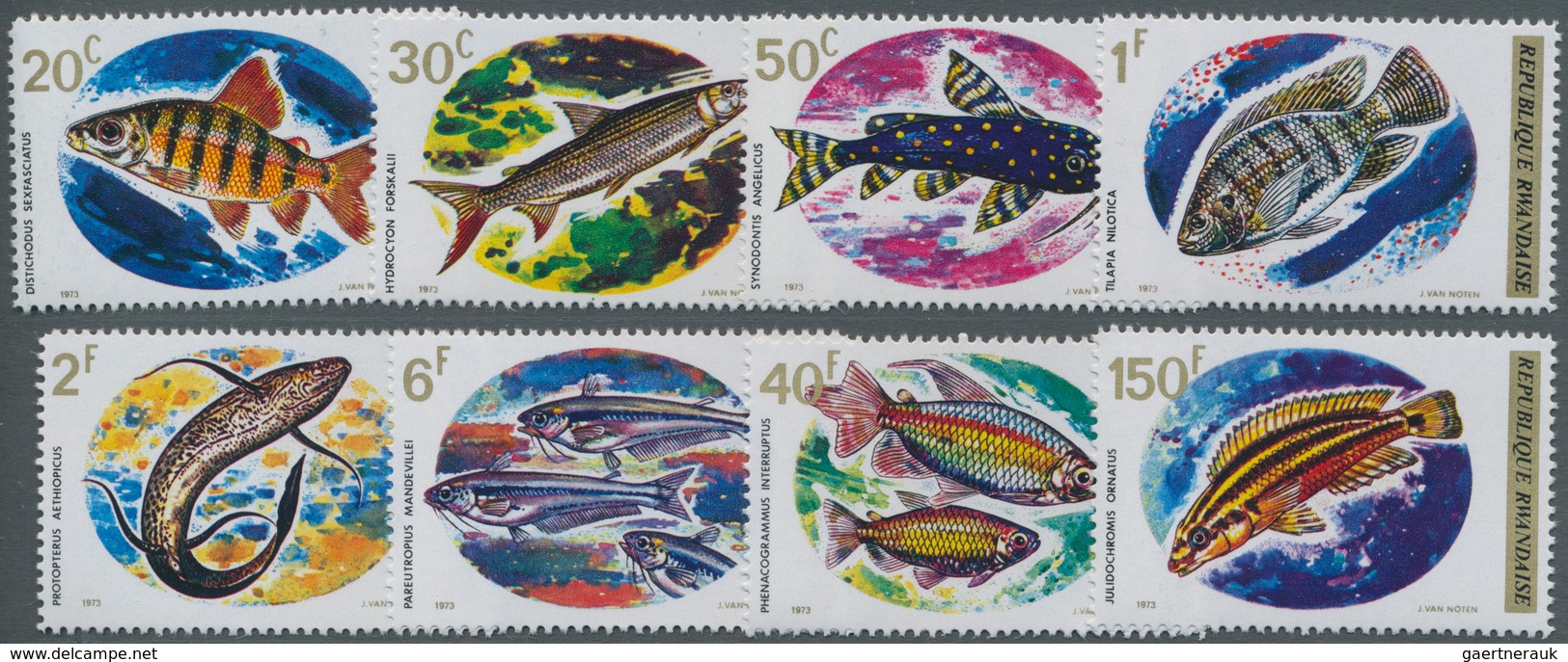 Thematik: Tiere-Fische / Animals-fishes: 1973, RWANDA: Fishes Complete Set Of Eight With Different F - Fische