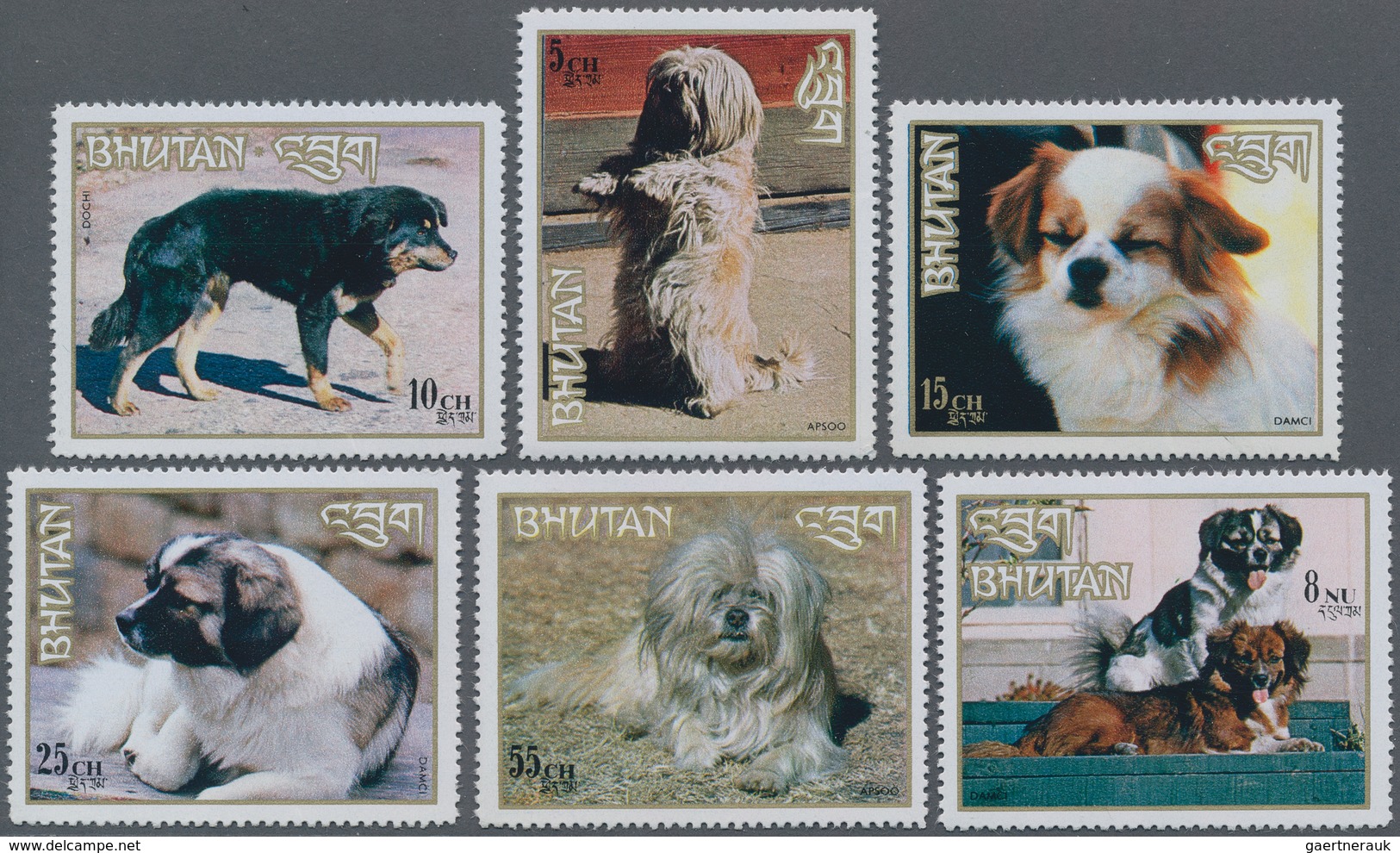 Thematik: Tiere-Hunde / Animals-dogs: 1972/1973, BHUTAN: Dogs Two Complete Sets In Different Quantit - Hunde