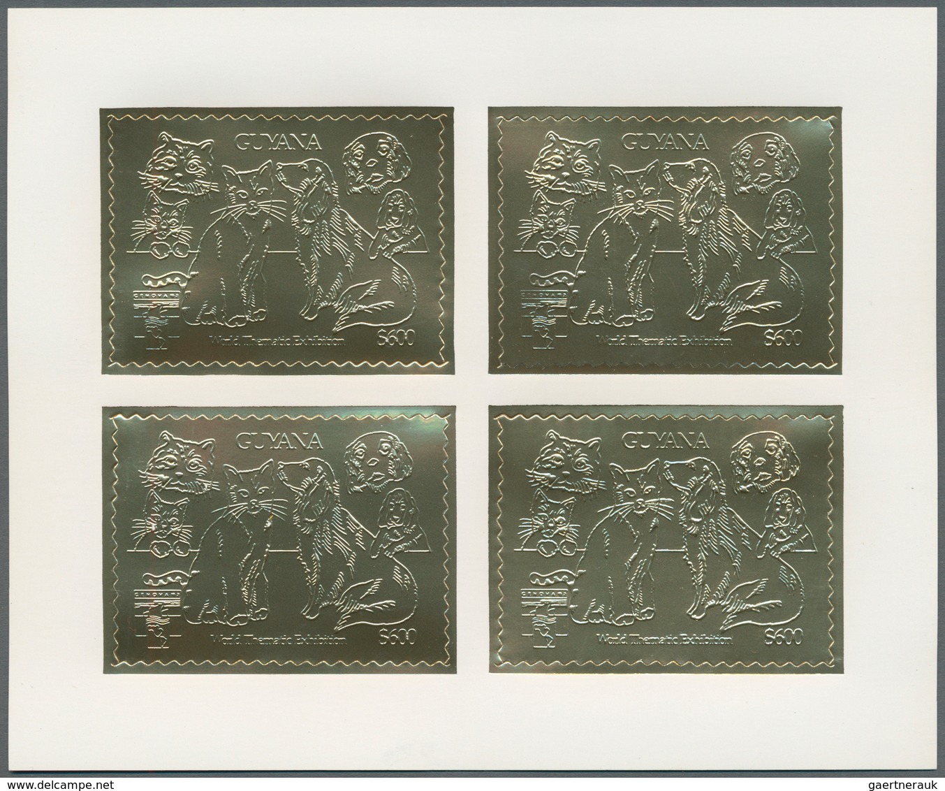 Thematik: Tiere-Hunde / Animals-dogs: 1992, Guyana. Lot Containing 45 GOLD Miniature Sheets Of 4 And - Hunde