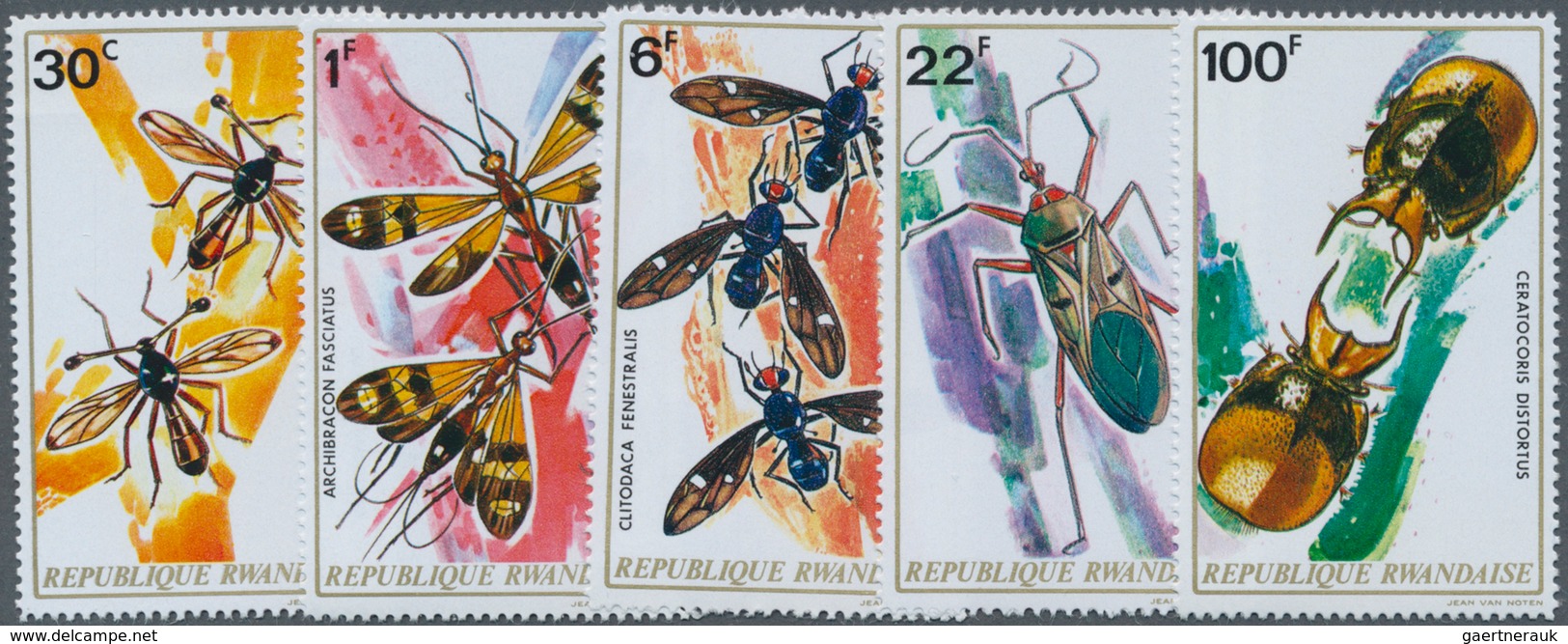 Thematik: Tiere-Insekten / Animals-insects: 1973, RWANDA: Insects Complete Set Of Ten With Different - Sonstige & Ohne Zuordnung