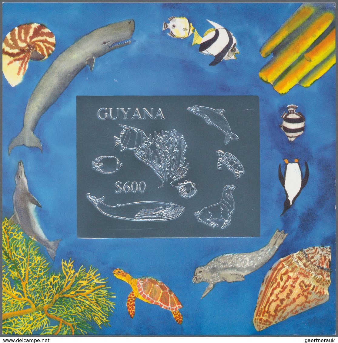 Thematik: Tiere-Meerestiere / Animals-sea Animals: 1993, Guyana. Lot Of 100 GOLD Souvenir Sheets And - Meereswelt