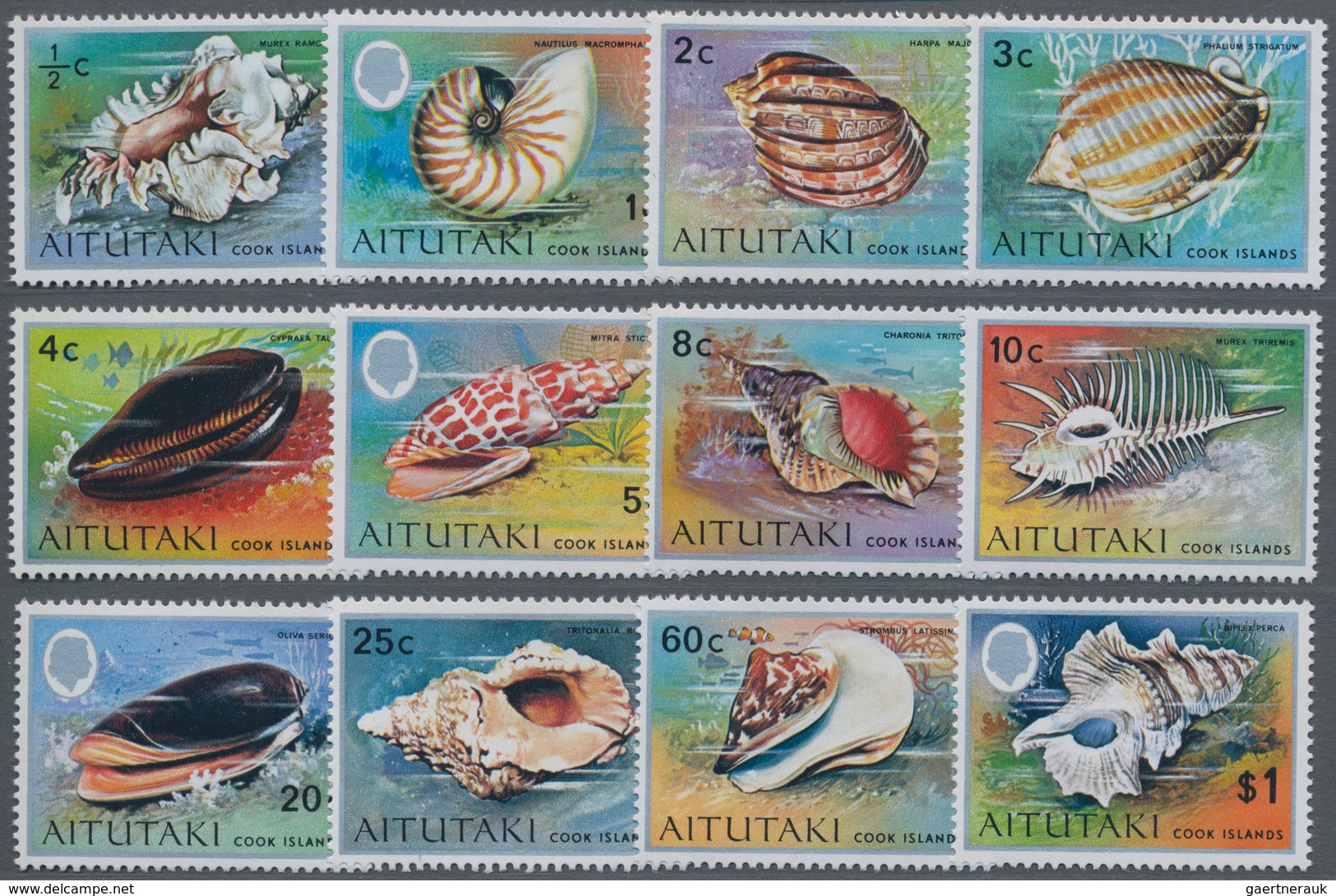 Thematik: Tiere-Meerestiere-Muscheln / Animals-sea Animals-shells: 1974, AITUTAKI: Sea-animal Defini - Coneshells