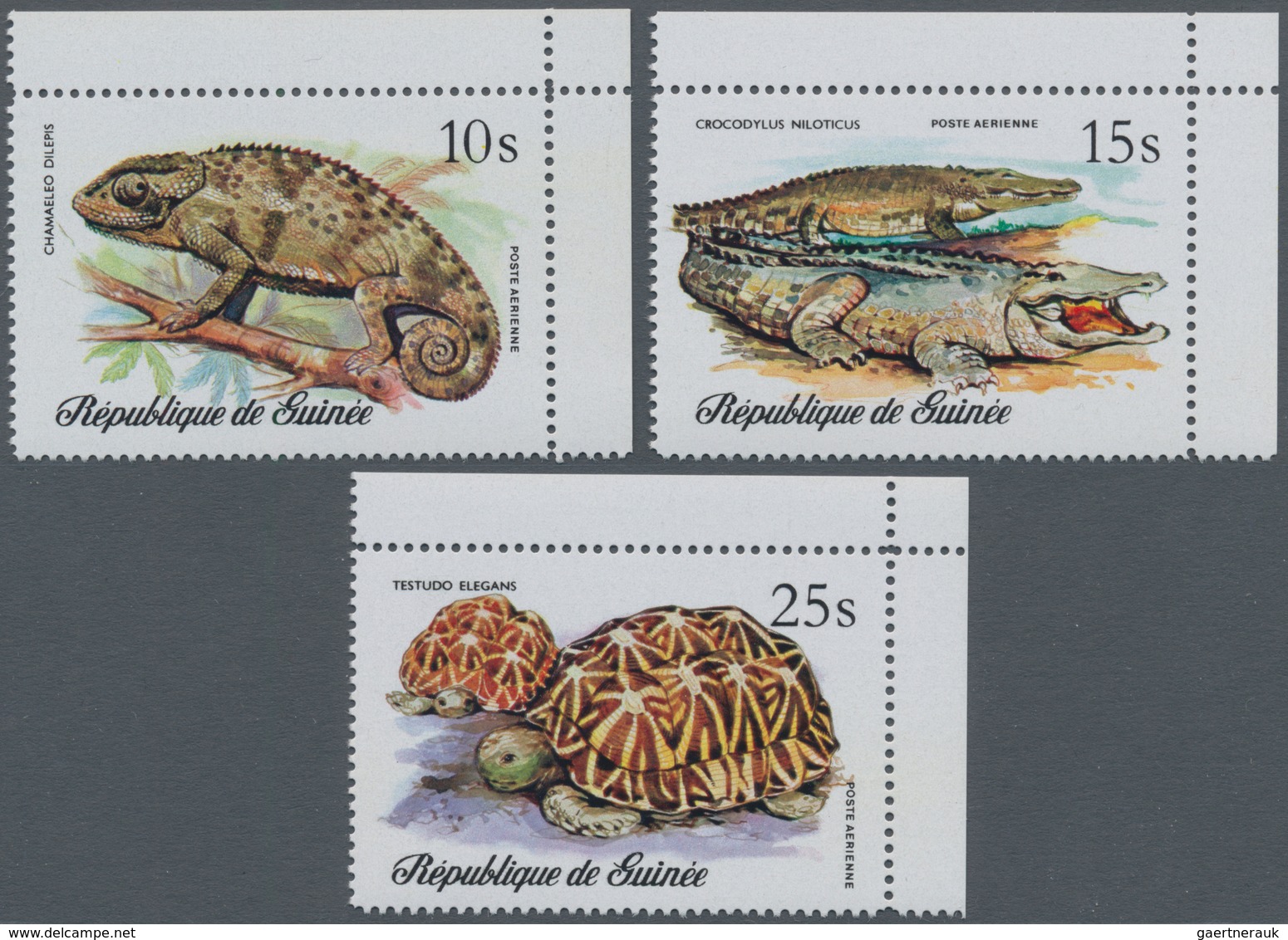 Thematik: Tiere-Reptilien / Animals-reptiles: 1977, GUINEA: Reptiles Complete Set Of The Three Airma - Sonstige & Ohne Zuordnung