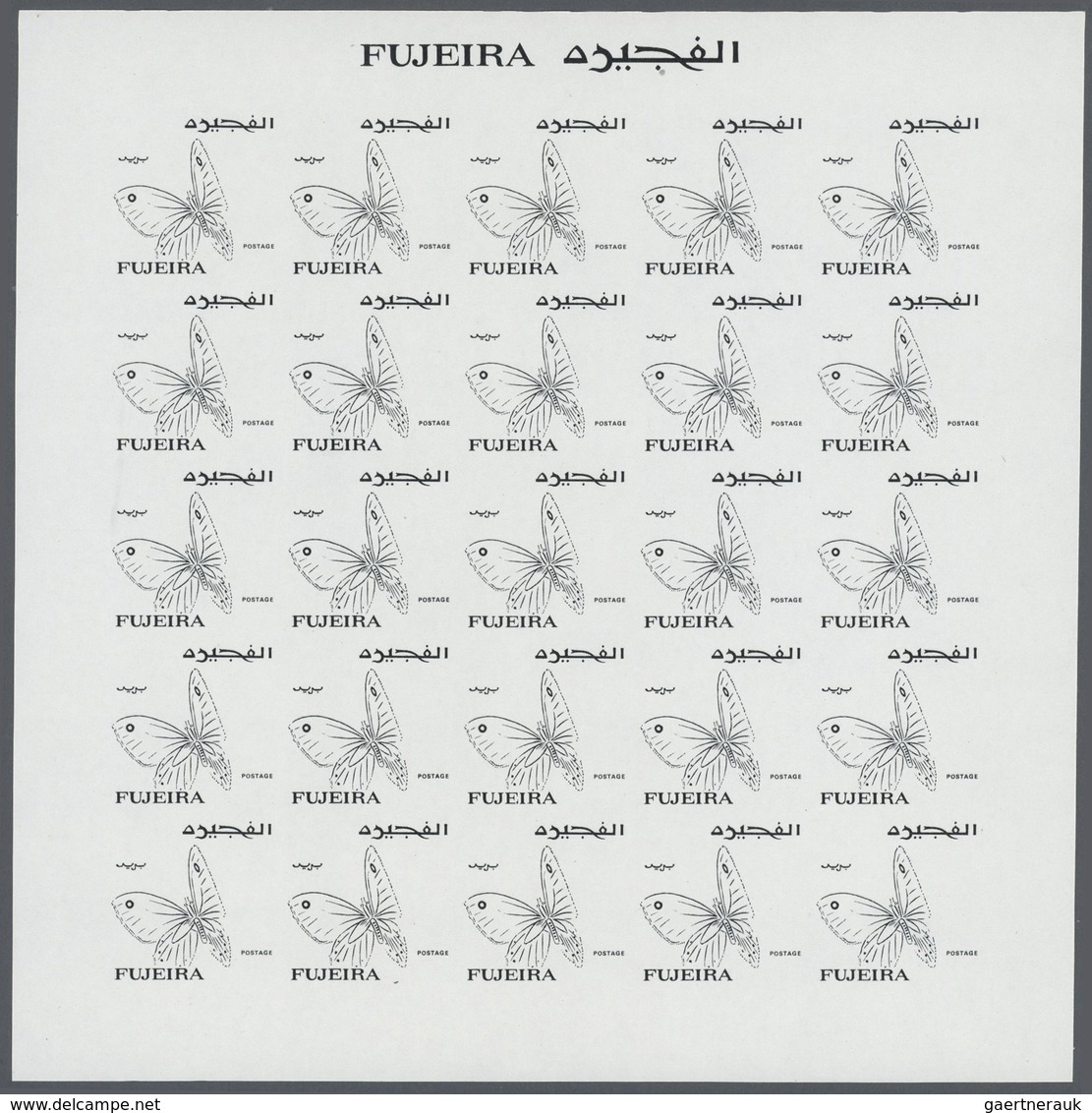 Thematik: Tiere-Schmetterlinge / animals-butterflies: 1967 (April 8), Fujeira. Progressive proofs se
