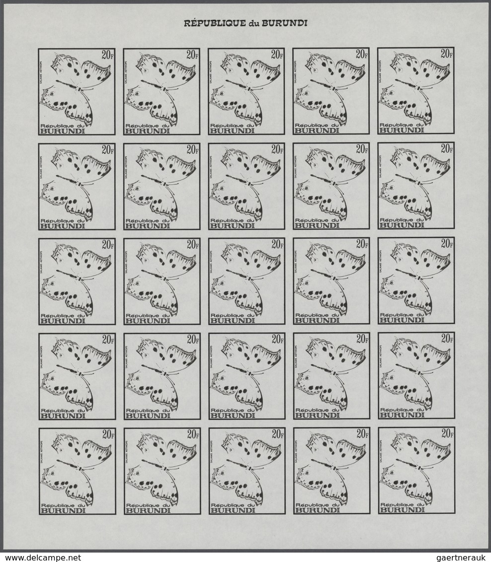 Thematik: Tiere-Schmetterlinge / animals-butterflies: 1968, Burundi. Progressive proofs set of sheet