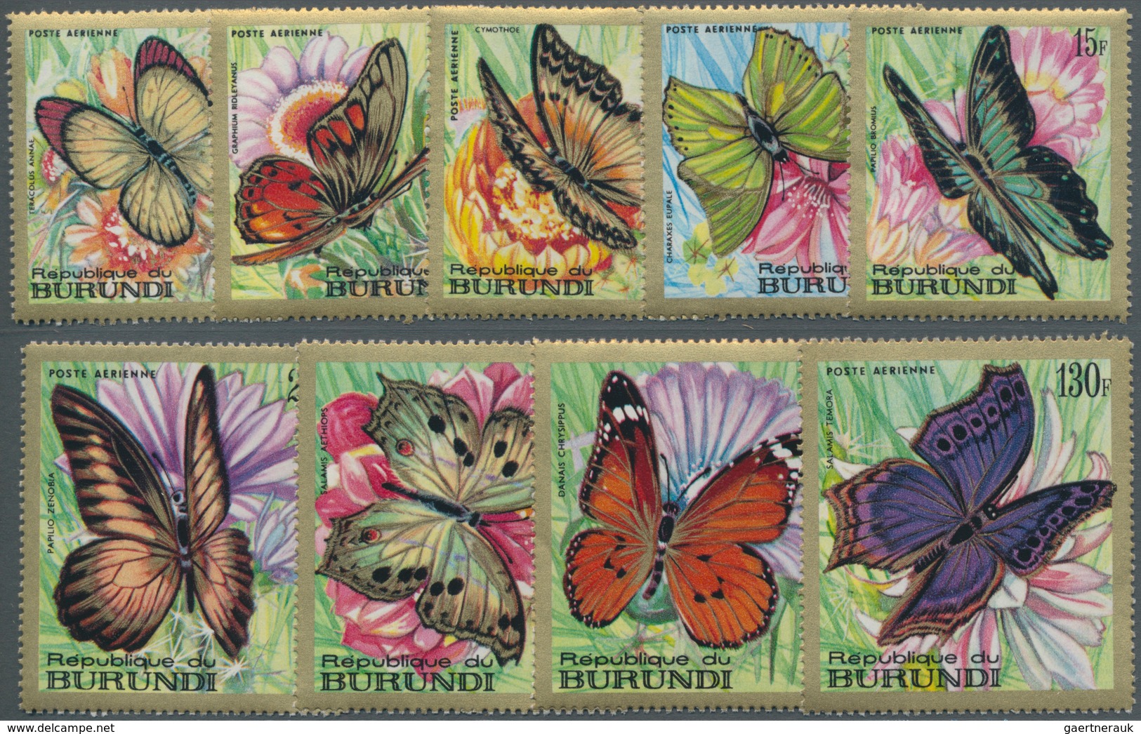 Thematik: Tiere-Schmetterlinge / Animals-butterflies: 1968, BURUNDI: Butterflies Complete Set Of Nin - Butterflies