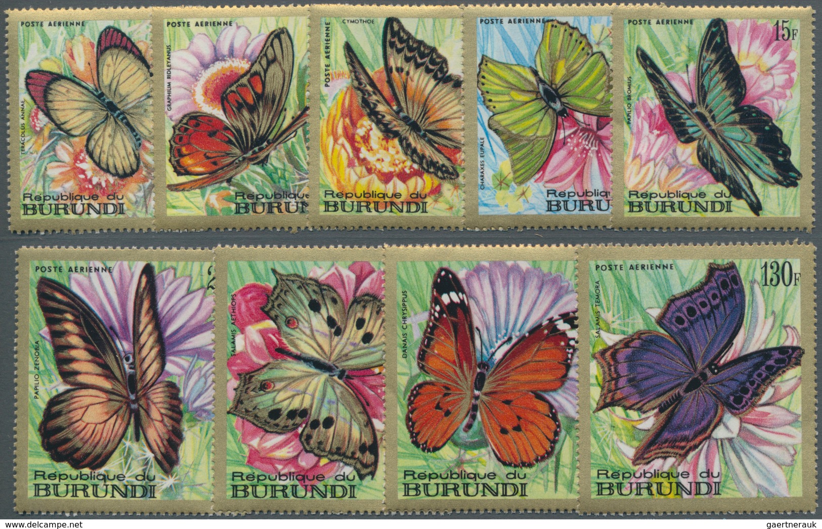 Thematik: Tiere-Schmetterlinge / Animals-butterflies: 1968, BURUNDI: Butterflies Complete Set Of Nin - Schmetterlinge