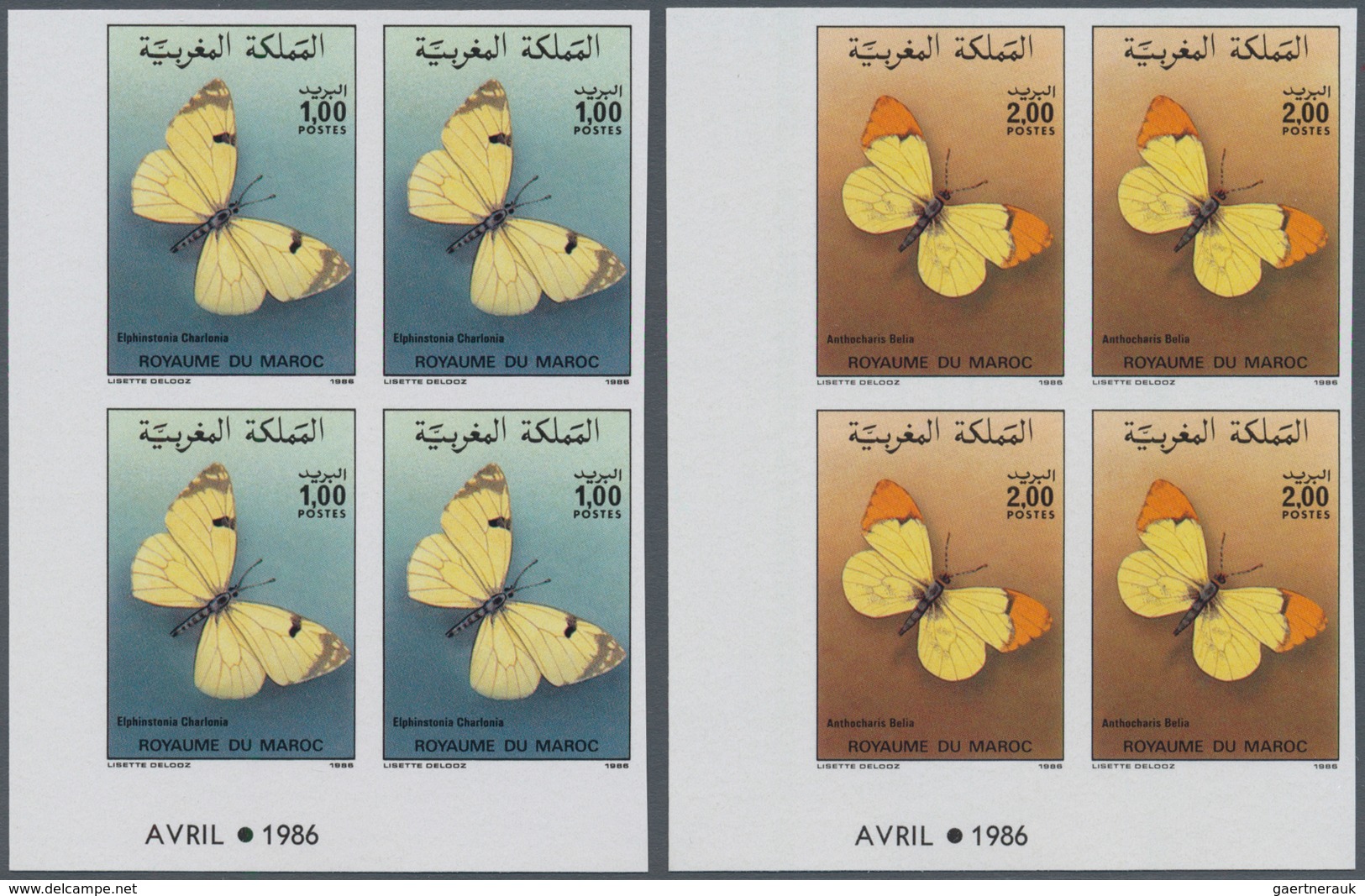 Thematik: Tiere-Schmetterlinge / Animals-butterflies: 1986, MOROCCO: Butterflies Set Of Two 1.00dh. - Schmetterlinge