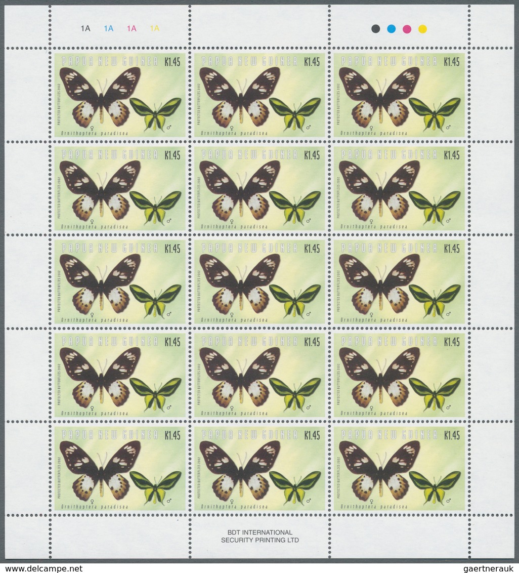 Thematik: Tiere-Schmetterlinge / Animals-butterflies: 2002, Papua New Guinea. Lot Of 1,500 Stamps "1 - Schmetterlinge