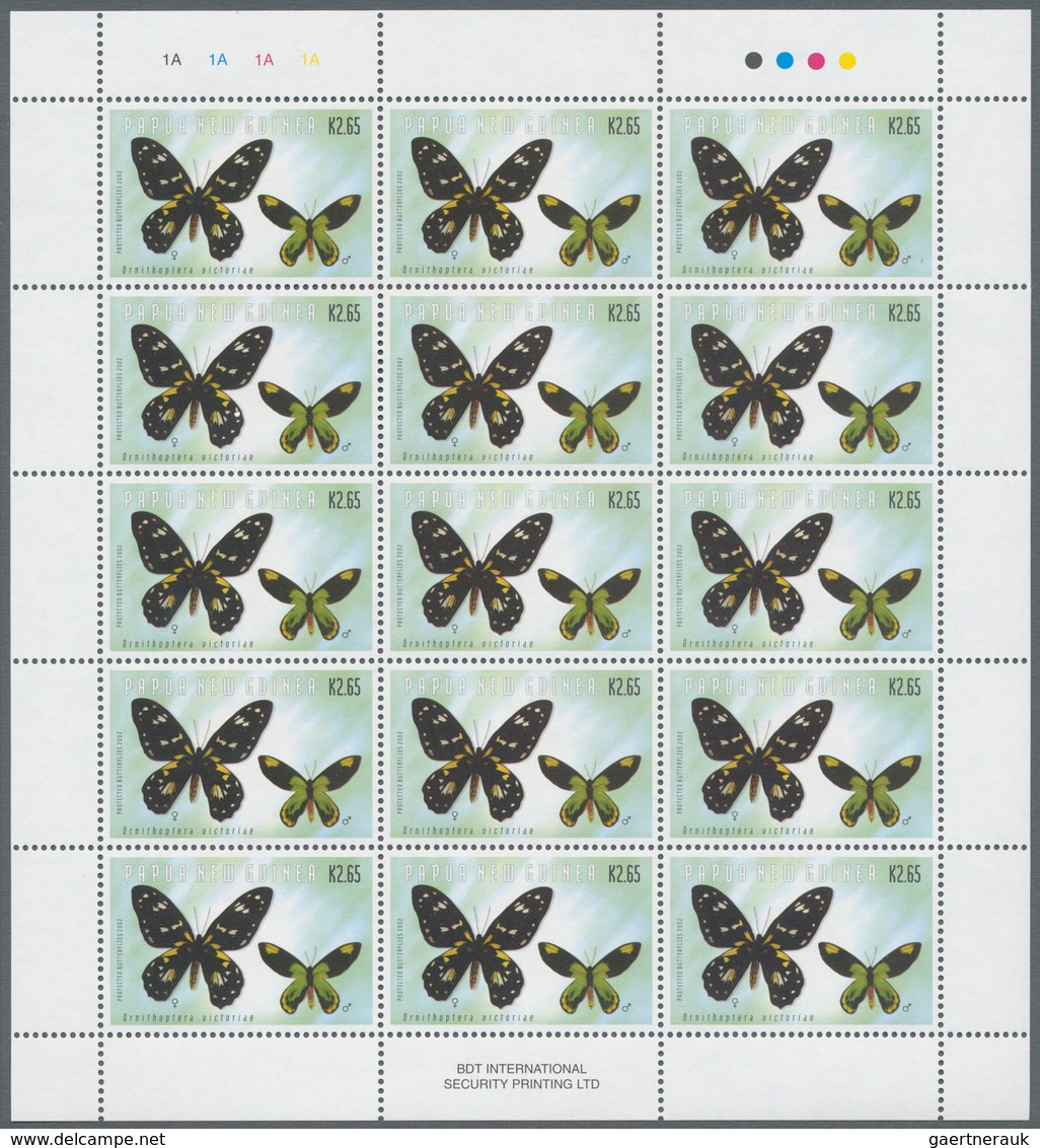 Thematik: Tiere-Schmetterlinge / Animals-butterflies: 2002, Papua New Guinea. Lot Of 1,500 Stamps "2 - Butterflies