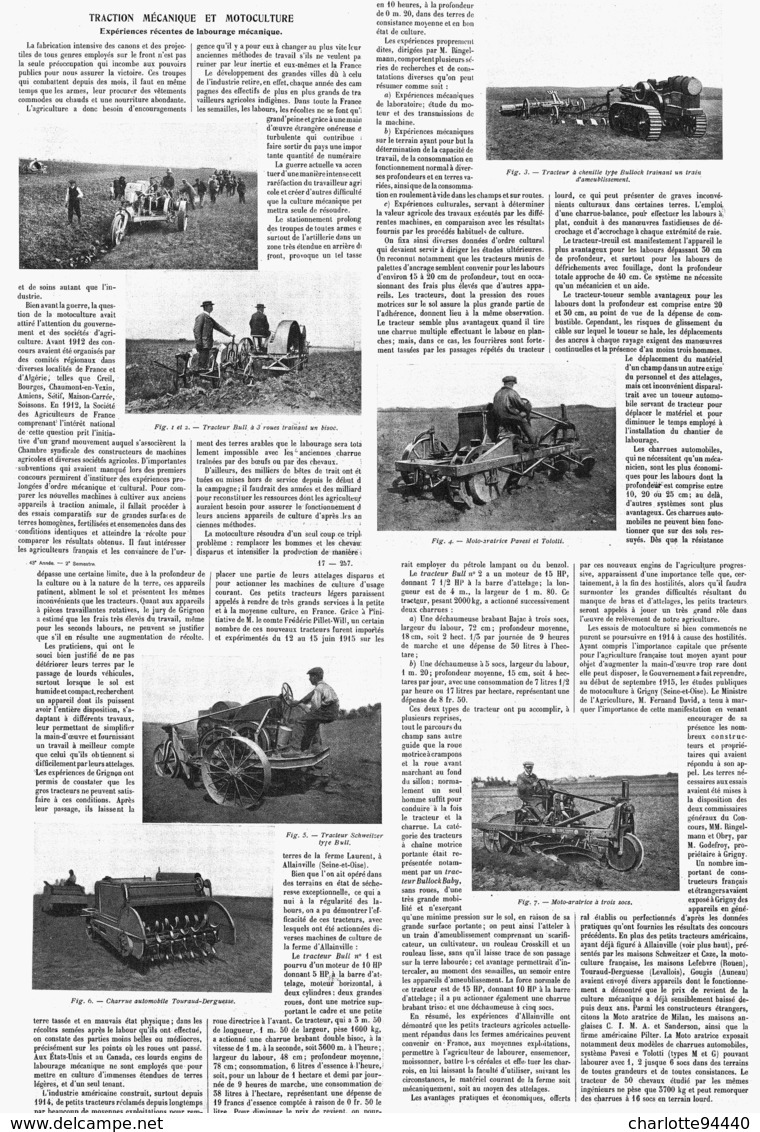 TRACTION MECANIQUE Et MOTOCULTURE  1915 - Sonstige & Ohne Zuordnung