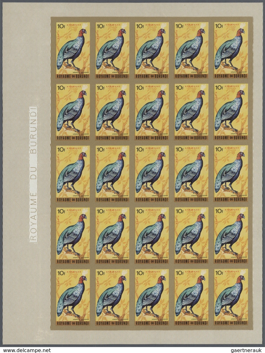 Thematik: Tiere-Vögel / Animals-birds: 1965 (June 10), Burundi. Lot Of 2 IMPERFORATED Sheets Of 25 S - Sonstige & Ohne Zuordnung