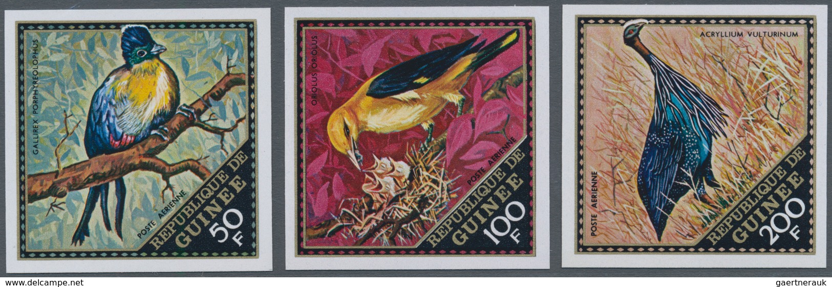 Thematik: Tiere-Vögel / Animals-birds: 1971, GUINEA: Native Birds Complete Set Of Three IMPERFORATE - Sonstige & Ohne Zuordnung