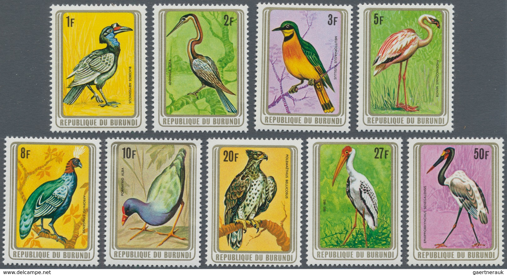 Thematik: Tiere-Vögel / Animals-birds: 1979, BURUNDI: Birds Complete Set Of Nine In A Lot With 180 C - Sonstige & Ohne Zuordnung