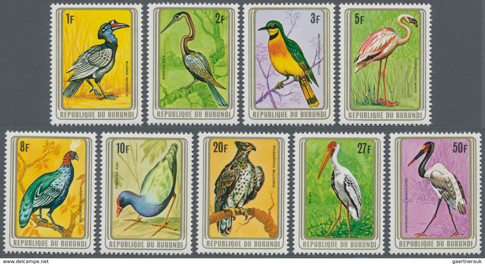 Thematik: Tiere-Vögel / Animals-birds: 1979, BURUNDI: Birds Complete Set Of Nine In A Lot With 180 C - Sonstige & Ohne Zuordnung