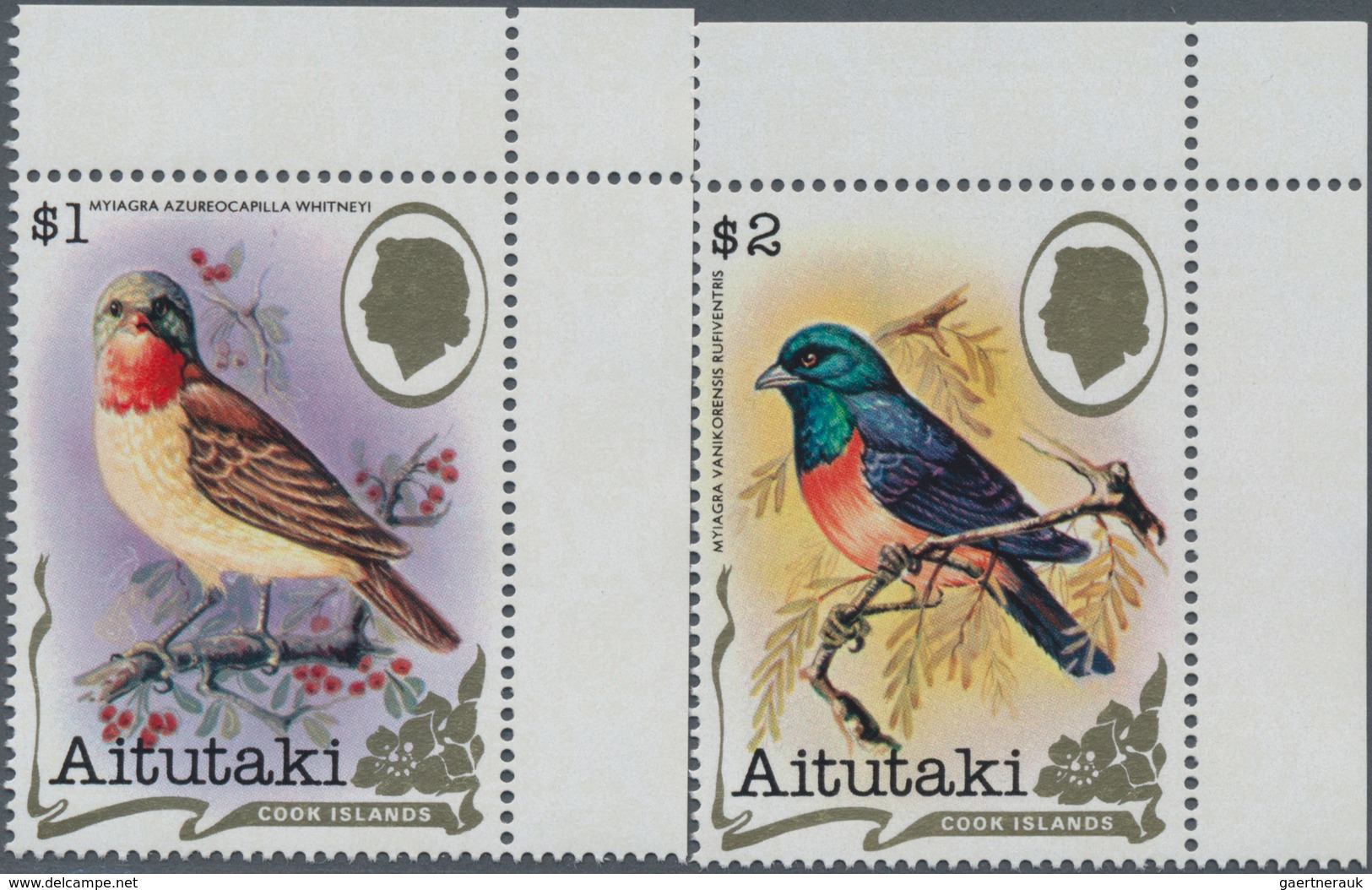 Thematik: Tiere-Vögel / Animals-birds: 1982, AITUTAKI: Bird Definitives Part Set Of Two $1 Myiagra A - Sonstige & Ohne Zuordnung