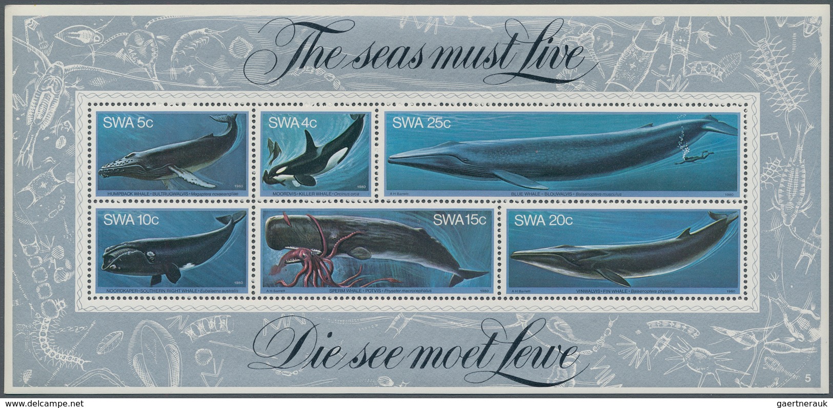 Thematik: Tiere-Meeressäuger (u.a. Wale) / Animals-aquatic Mammals: 1980, SOUTH WEST AFRICA: Whales - Sonstige & Ohne Zuordnung