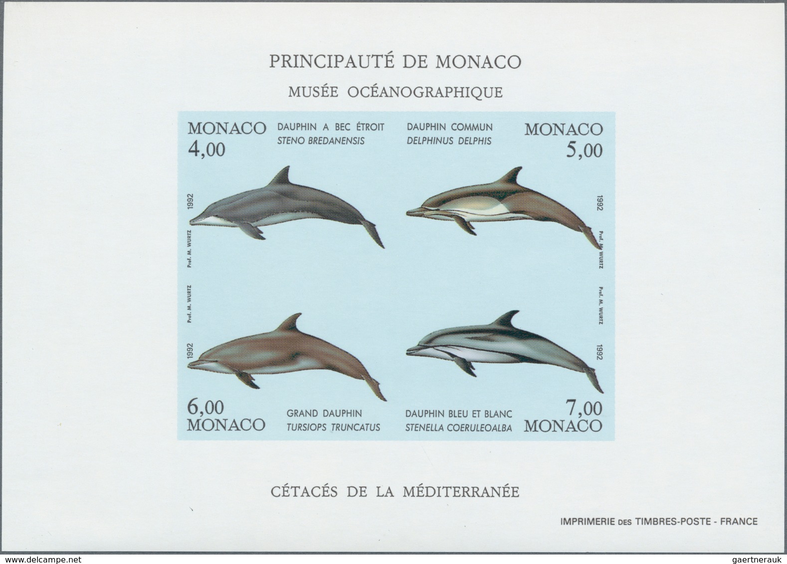 Thematik: Tiere-Meeressäuger (u.a. Wale) / Animals-aquatic Mammals: 1992, MONACO: Dolphins In A Lot - Other & Unclassified