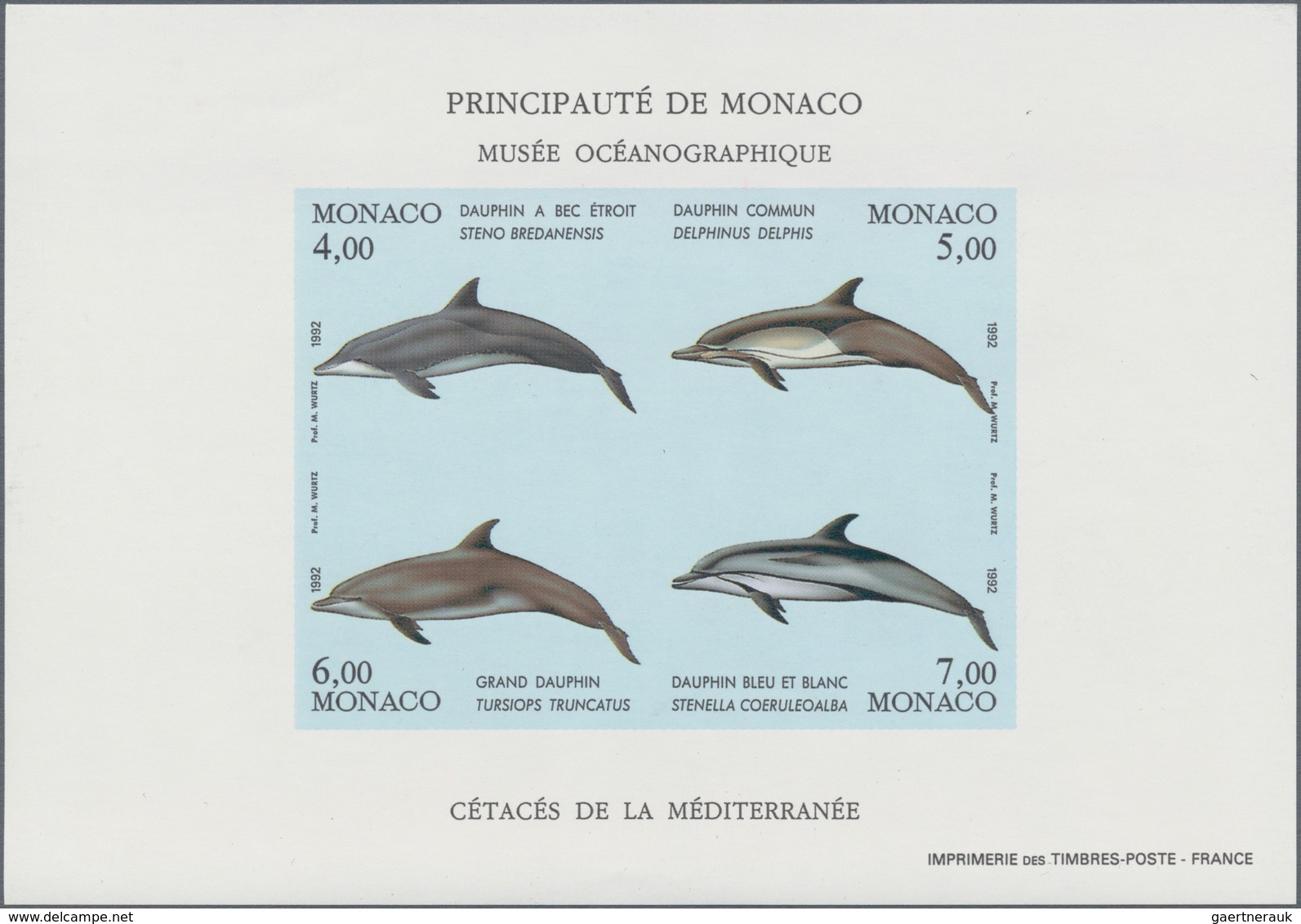 Thematik: Tiere-Meeressäuger (u.a. Wale) / Animals-aquatic Mammals: 1992, MONACO: Dolphins In A Lot - Sonstige & Ohne Zuordnung