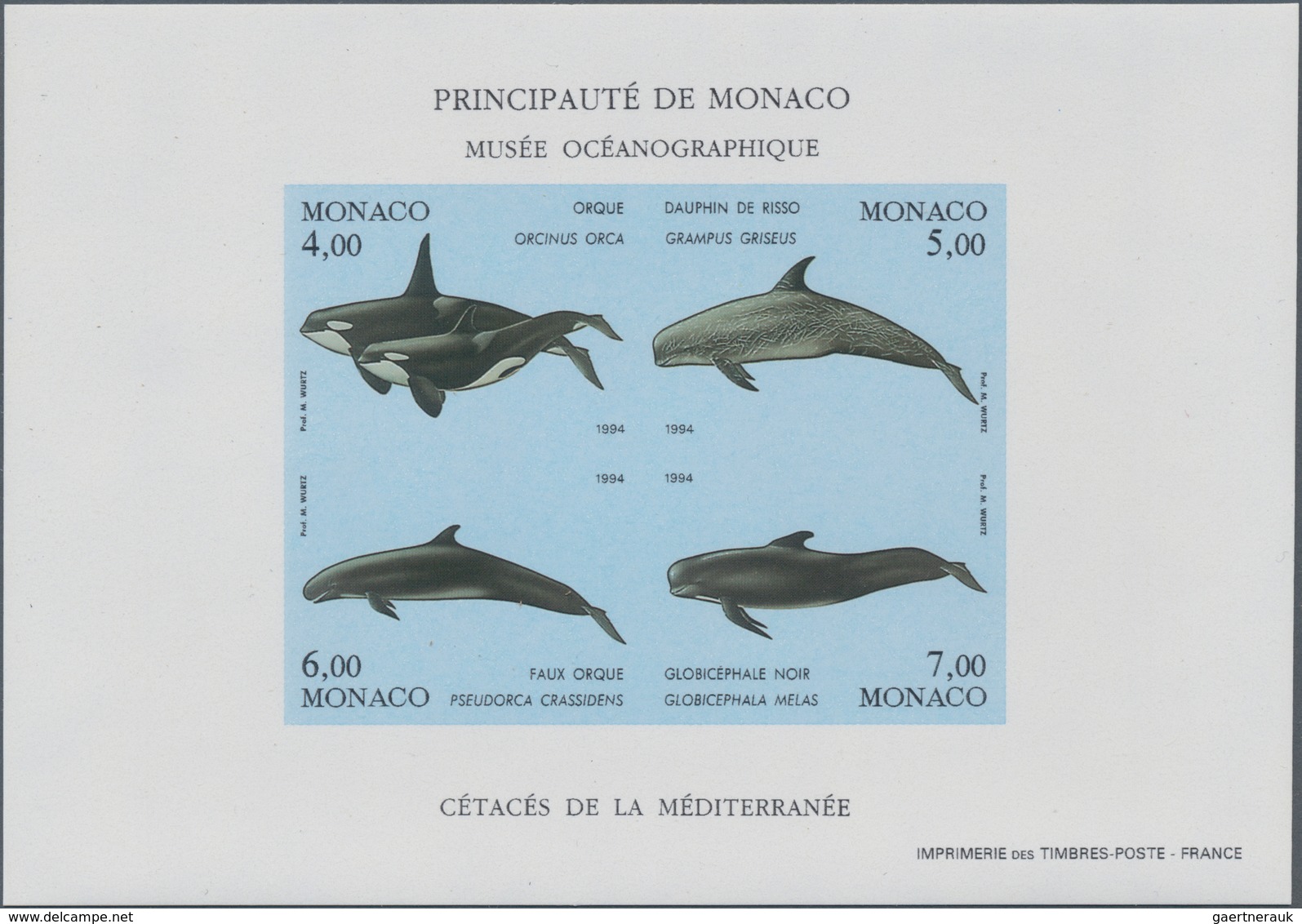 Thematik: Tiere-Meeressäuger (u.a. Wale) / Animals-aquatic Mammals: 1994, Monaco, Environmental Prot - Sonstige & Ohne Zuordnung