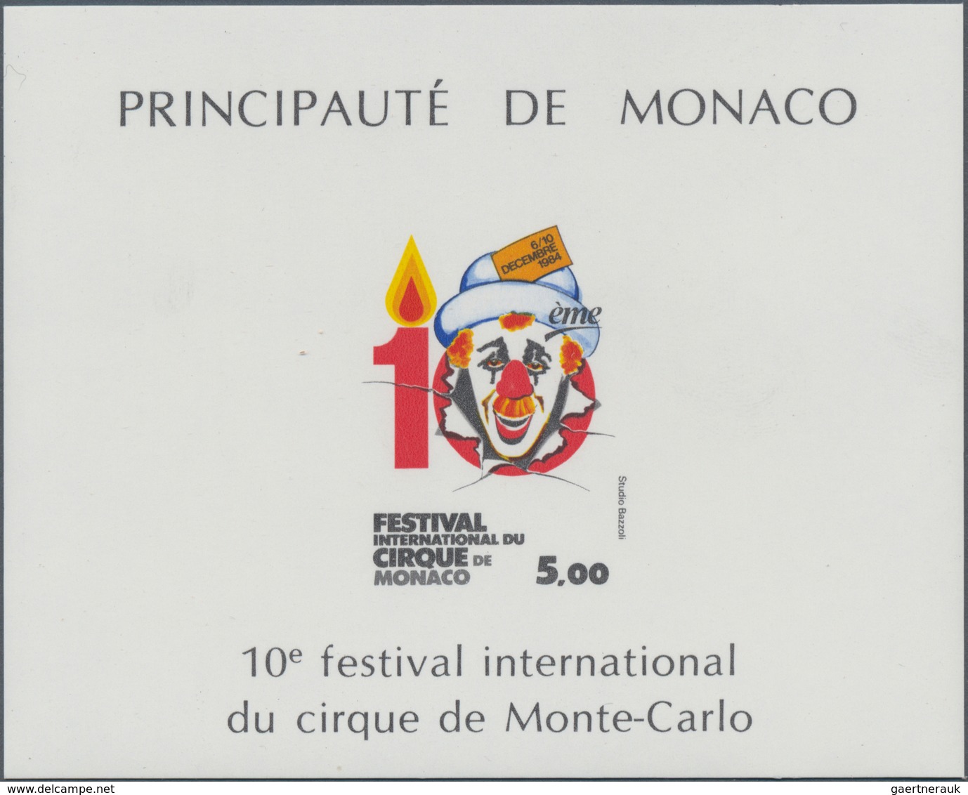 Thematik: Zirkus / Circus: 1984, Monaco, Circus Festival, Souvenir Sheet IMPERFORATE, 50 Pieces Unmo - Zirkus