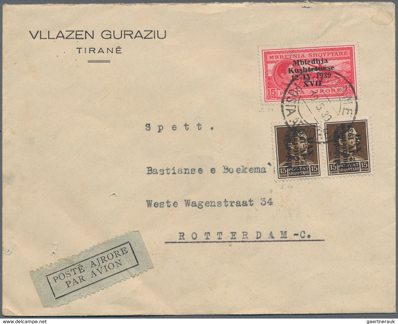 Albanien: 1914/1930 (ca.), Small Lot With Five Unused Stat. Postcards, One Airmail Cover And Some Op - Albanien