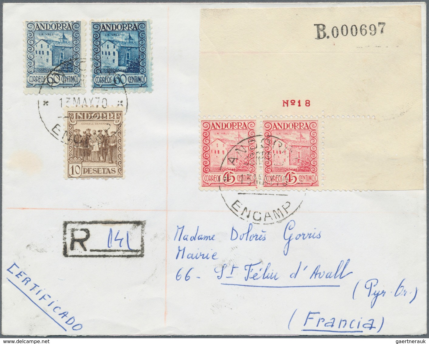 Andorra - Französische Post: 1932-70, Collection Of 25 Covers, Postcards And FDC From French And Spa - Other & Unclassified