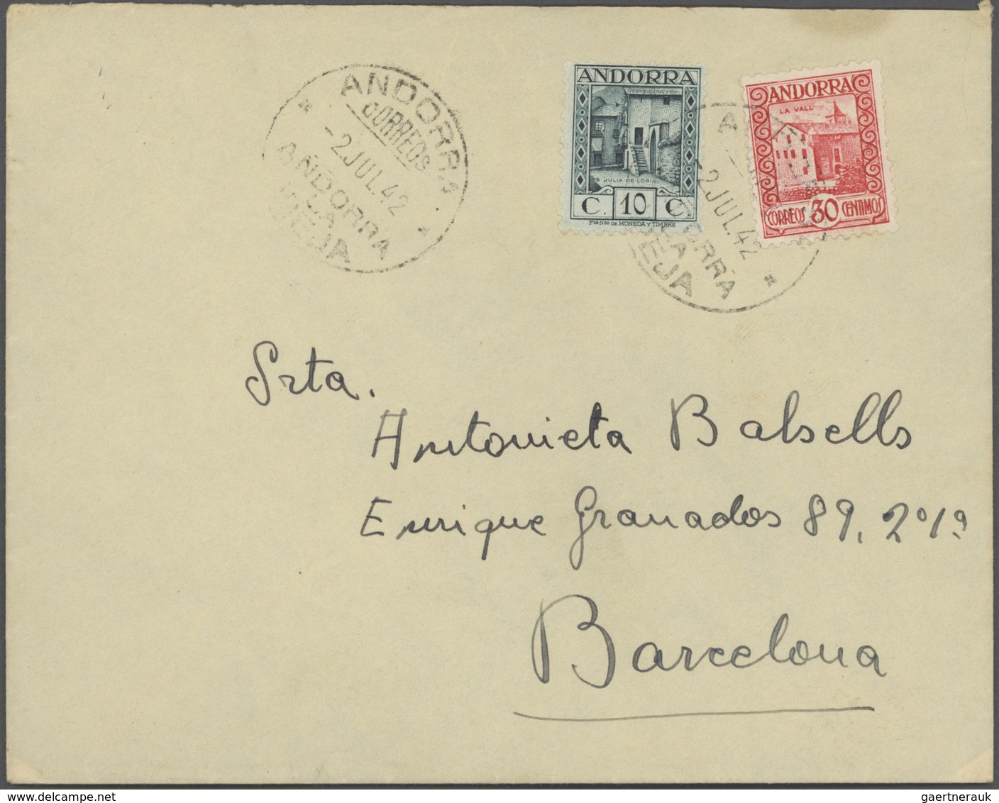 Andorra - Französische Post: 1932-70, Collection of 25 covers, postcards and FDC from French and Spa