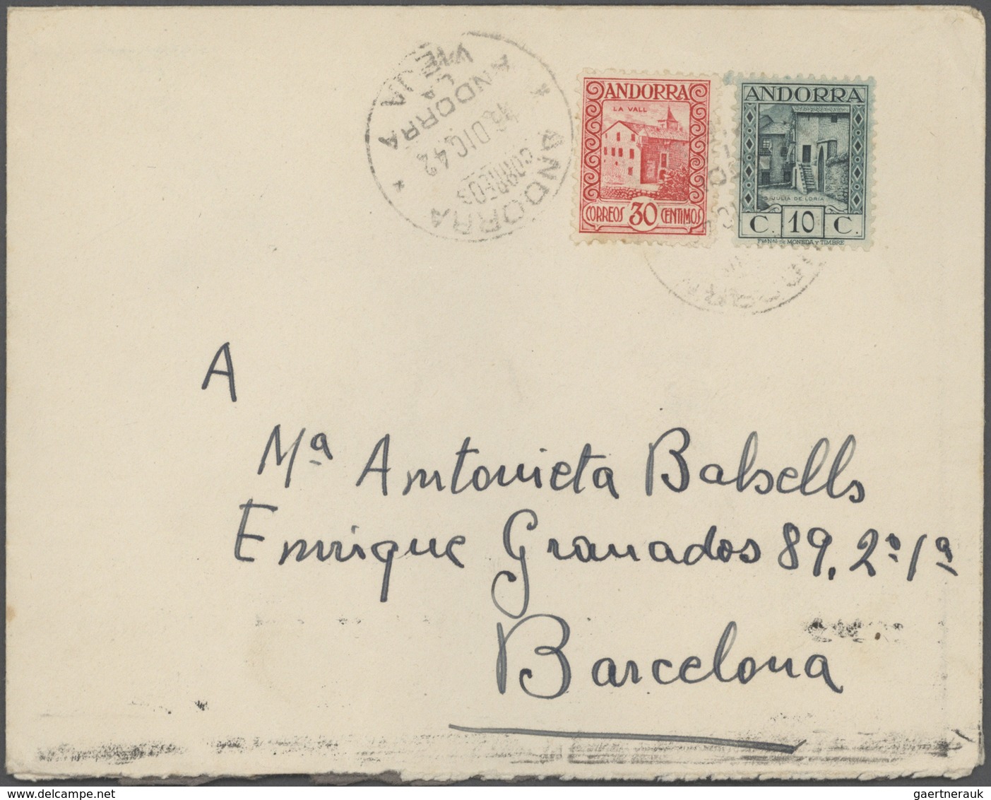 Andorra - Französische Post: 1932-70, Collection of 25 covers, postcards and FDC from French and Spa