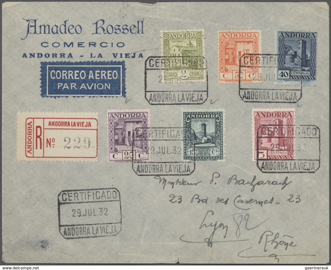 Andorra - Französische Post: 1932-70, Collection of 25 covers, postcards and FDC from French and Spa