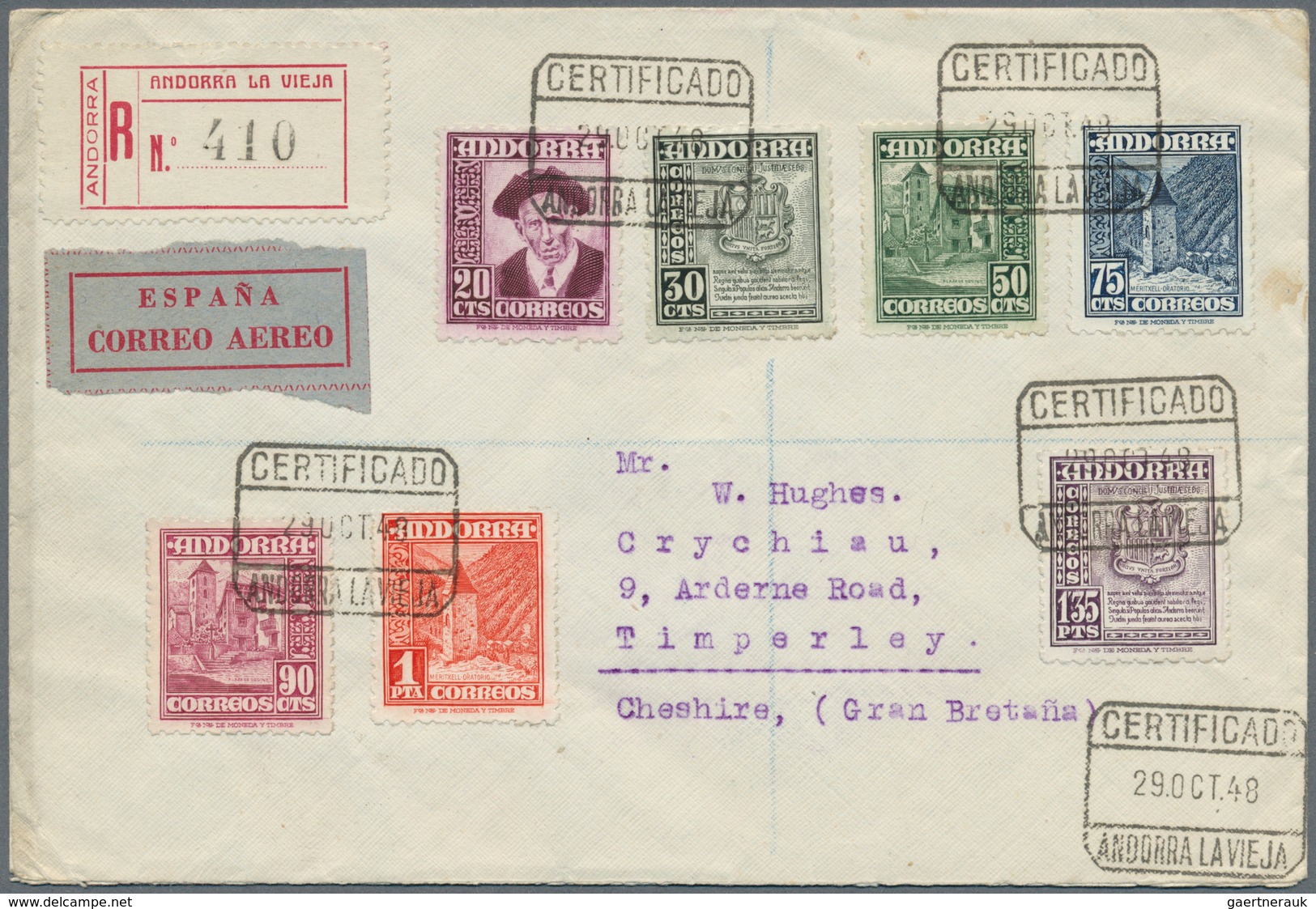 Andorra - Französische Post: 1932-70, Collection of 25 covers, postcards and FDC from French and Spa