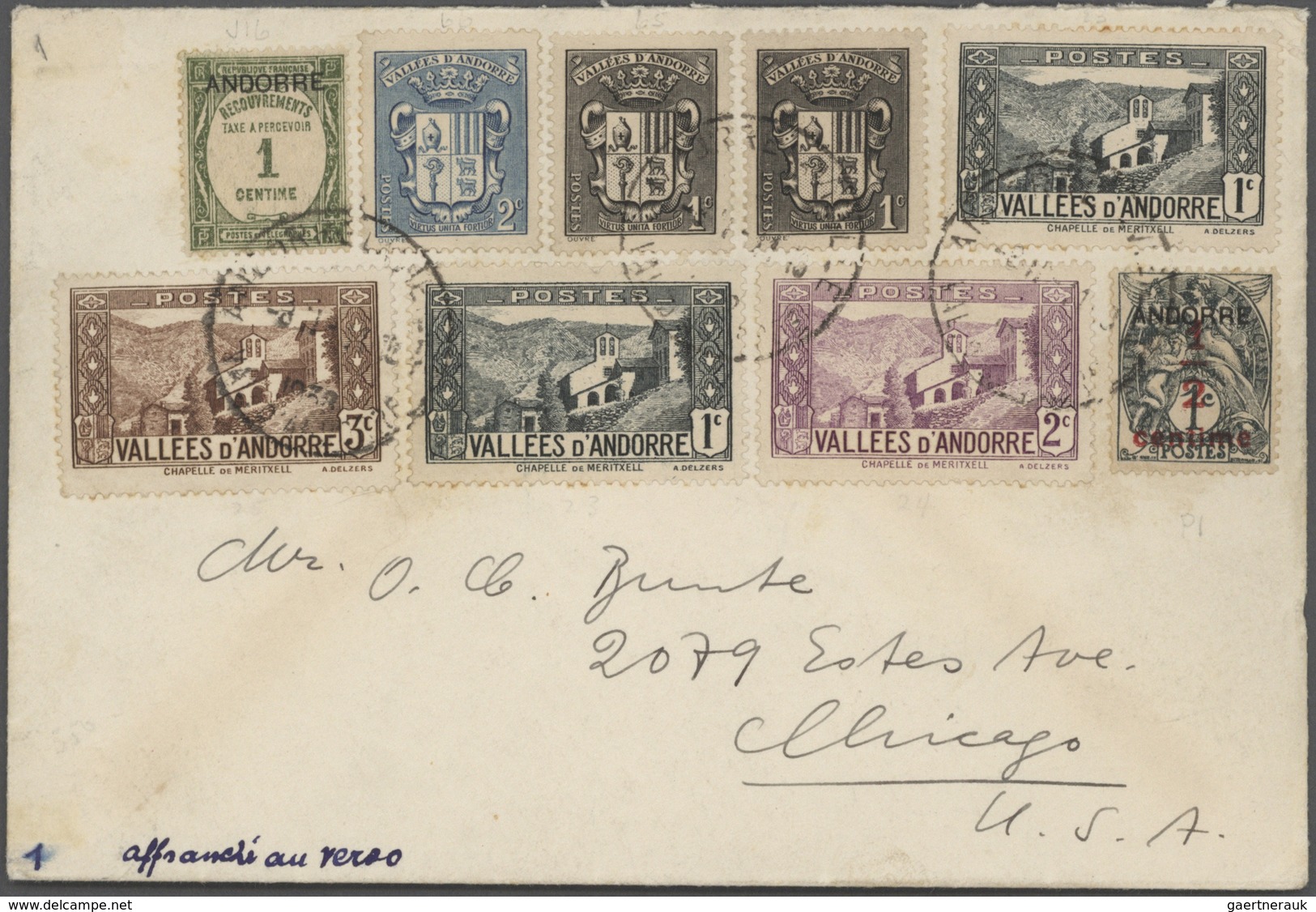 Andorra - Französische Post: 1932-70, Collection of 25 covers, postcards and FDC from French and Spa