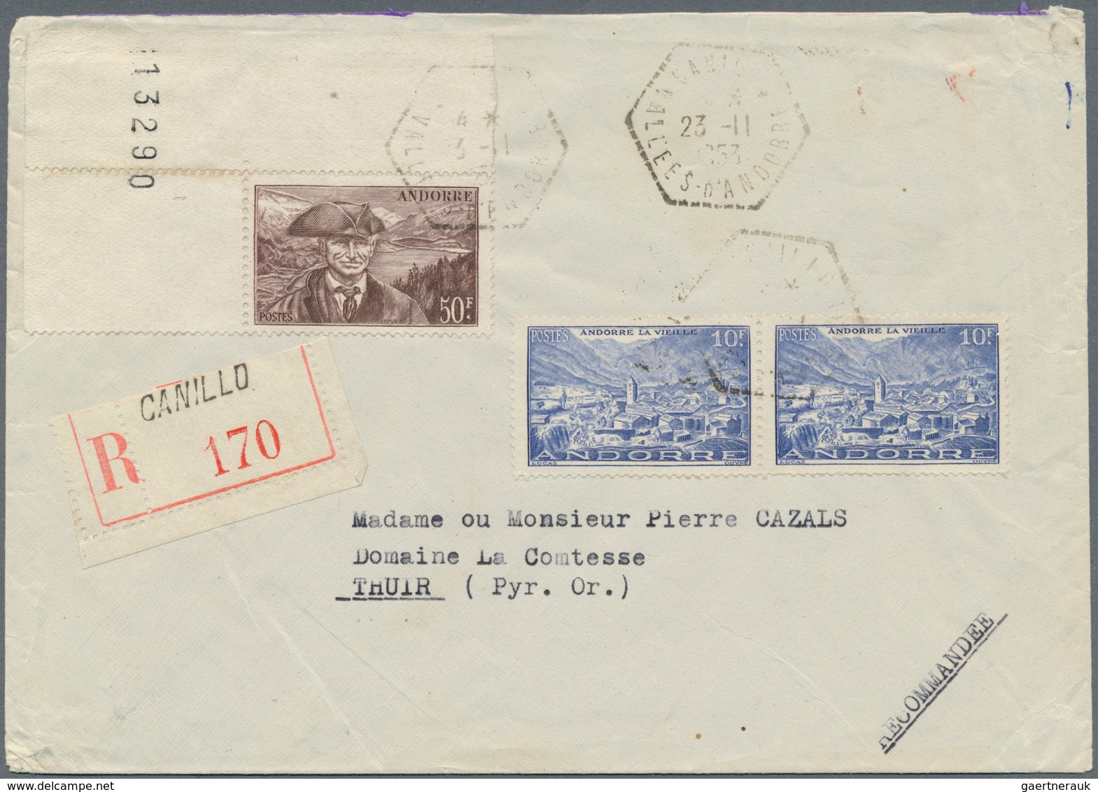 Andorra - Französische Post: 1932-70, Collection of 25 covers, postcards and FDC from French and Spa