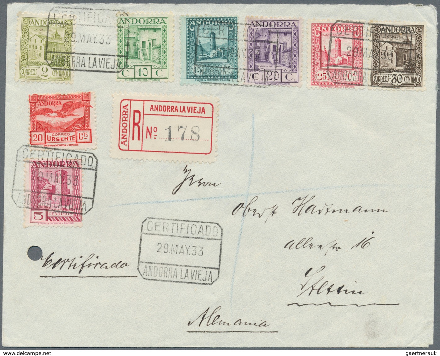 Andorra - Französische Post: 1932-70, Collection of 25 covers, postcards and FDC from French and Spa