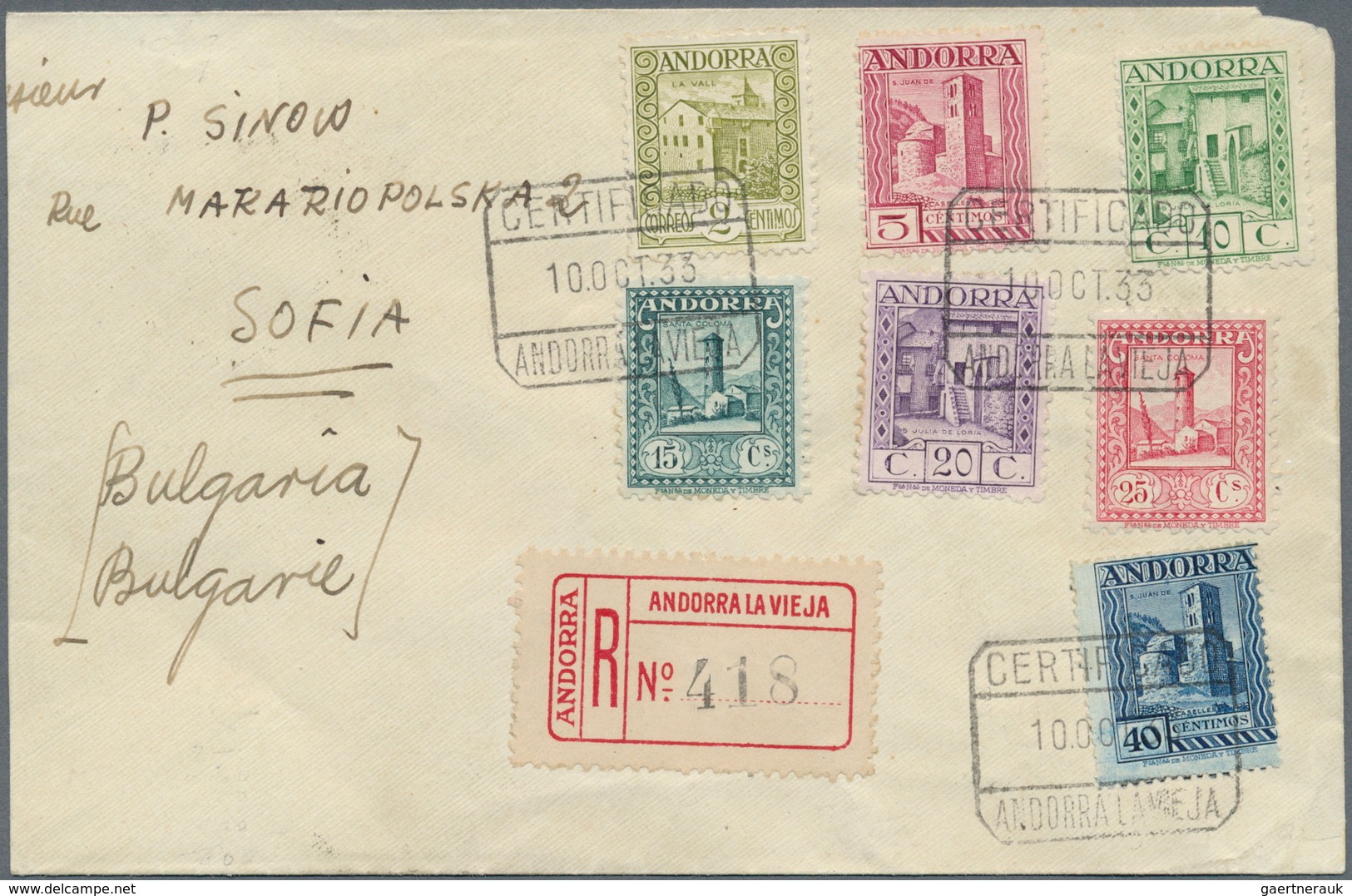 Andorra - Französische Post: 1932-70, Collection of 25 covers, postcards and FDC from French and Spa