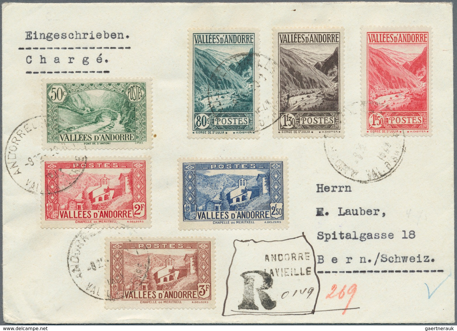Andorra - Französische Post: 1932-70, Collection of 25 covers, postcards and FDC from French and Spa