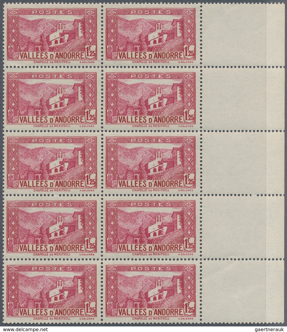 Andorra - Französische Post: 1933, Definitive Issue 1.25fr. Magenta ‚Church Of Meritxell‘ In A Lot W - Sonstige & Ohne Zuordnung