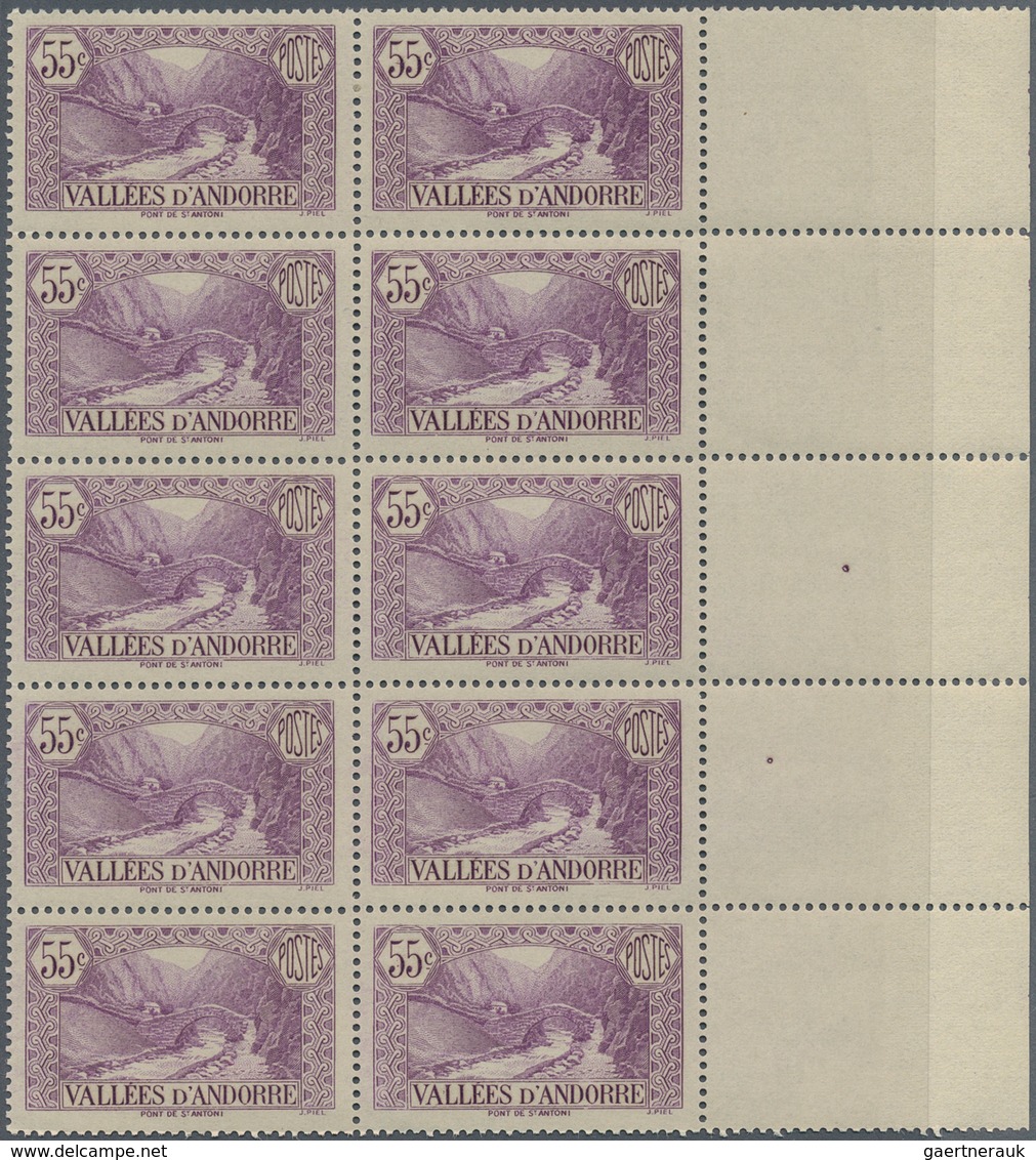 Andorra - Französische Post: 1938, Definitive Issue 55c. Violet ‚Bridge Of St. Antoni‘ In A Lot With - Sonstige & Ohne Zuordnung