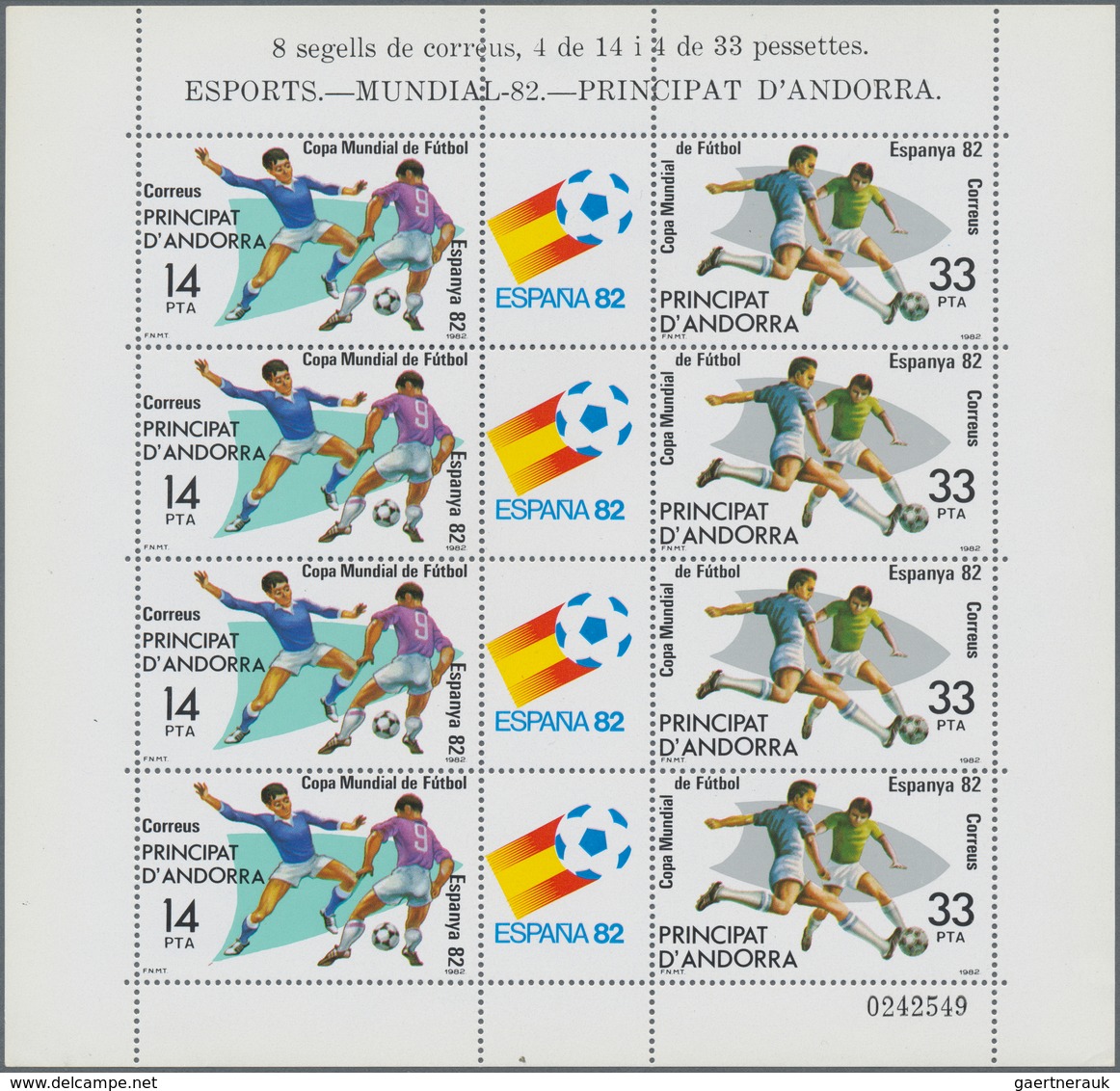 Andorra - Spanische Post: 1982, Football World Championship In Spain Set Of Two With Printed Label B - Altri & Non Classificati