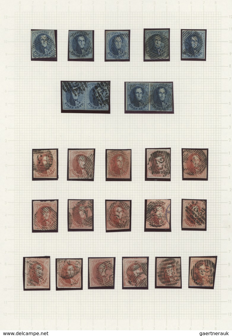 Belgien: 1849/1861, Used Collection Of 41 Stamps Epaulettes/Medaillons, Neatly Arranged On Album Pag - Sammlungen