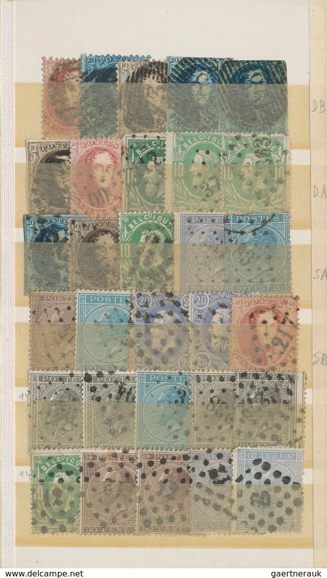 Belgien: 1849/1880 (ca.), Used Assortment Of Apprx. 180 Stamps From Epaulettes/Medaillons, Mainly Ob - Collections