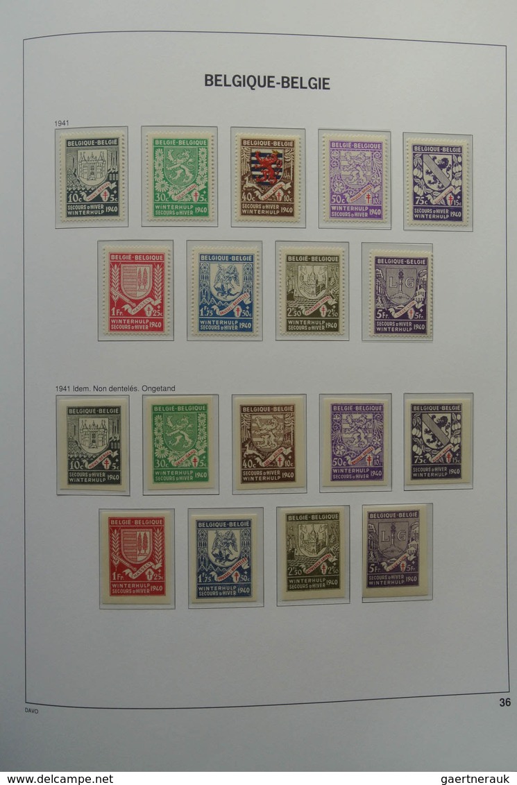 Belgien: 1849/1952: Almost complete, mostly MNH and mint hinged collection Belgium 1849-1952 in Davo