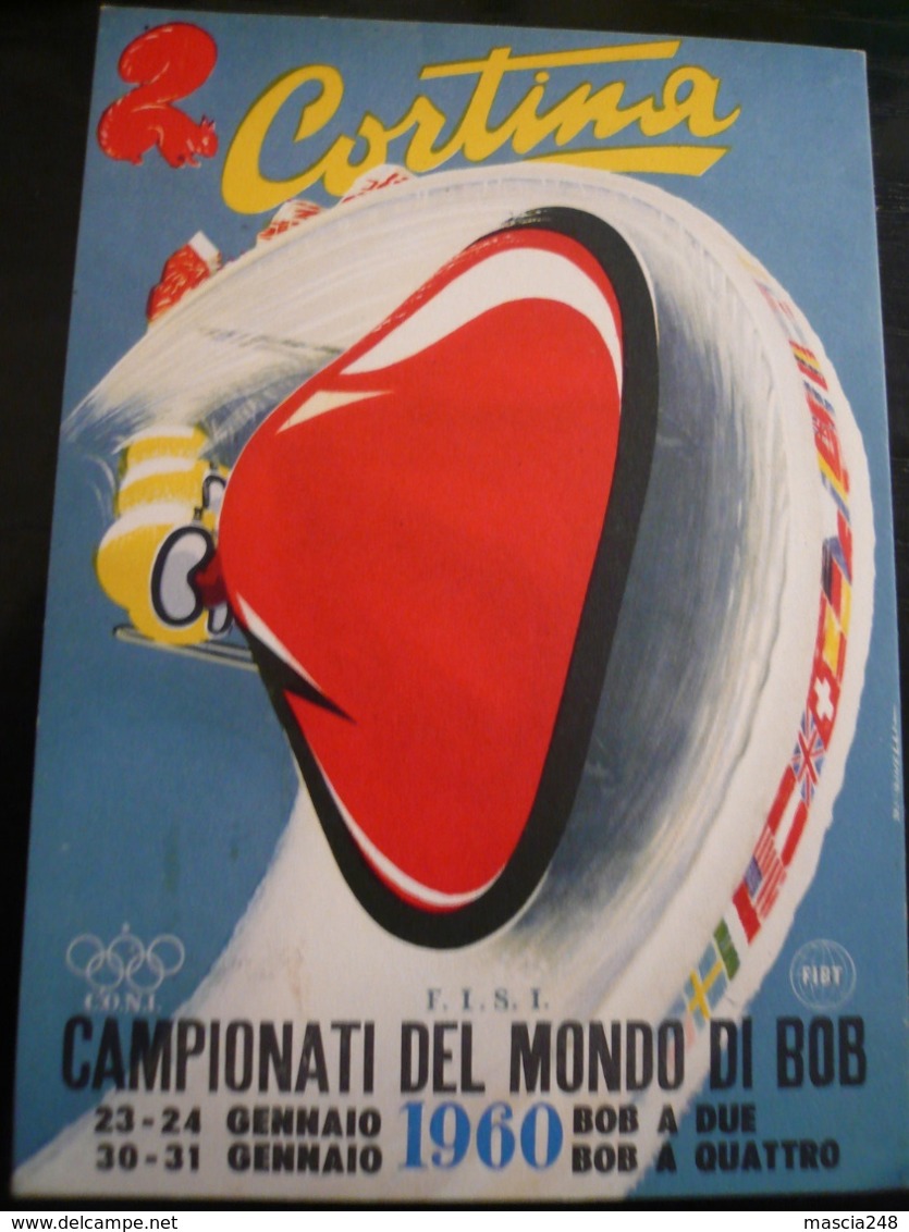 BOB 1960 Cortina  Campionati Mondiali Timbro + Erinnofilo Sul Dietro - Sci