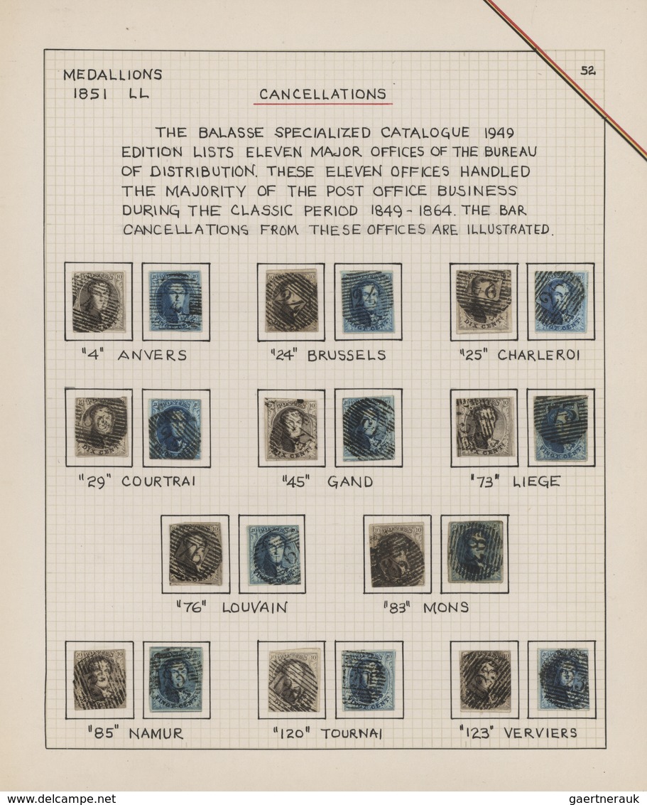 Belgien: 1851/1854, 10c. Brown And 20c. Blue, Fresh Colours, Touched To Full Margins, 26 "pairs" Wit - Sammlungen