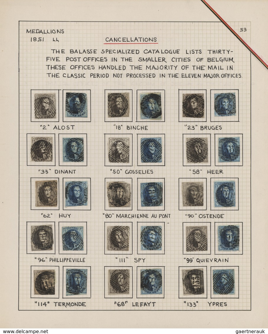 Belgien: 1851/1854, 10c. Brown And 20c. Blue, Fresh Colours, Touched To Full Margins, 26 "pairs" Wit - Collections