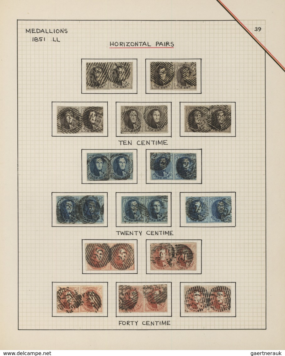 Belgien: 1851/1854, 10c. To 40c., Five Used Horiz. Pairs Each, Fresh Colours And Full To Large Margi - Sammlungen