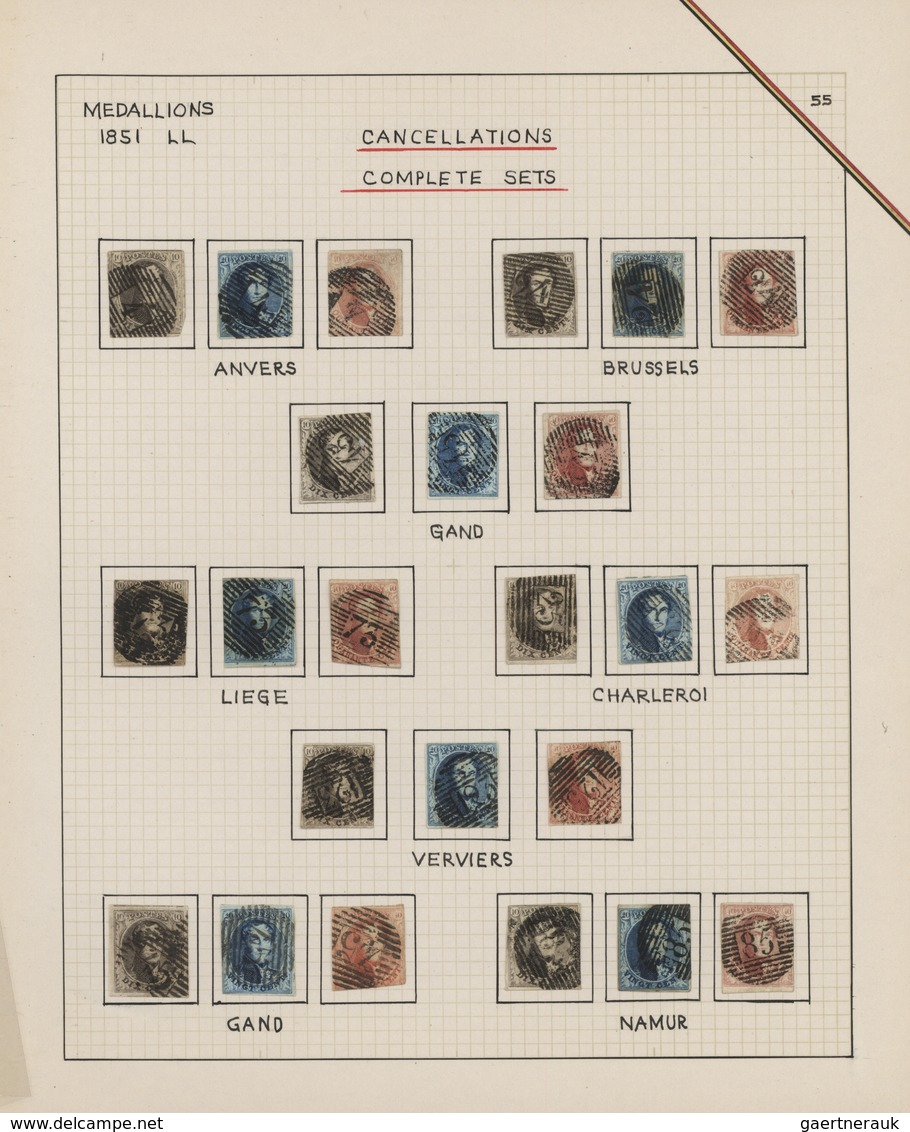 Belgien: 1851/1854, 10c. To 40c., Eight Complete Sets (cut Into To Full Margins), Each With Consiste - Sammlungen