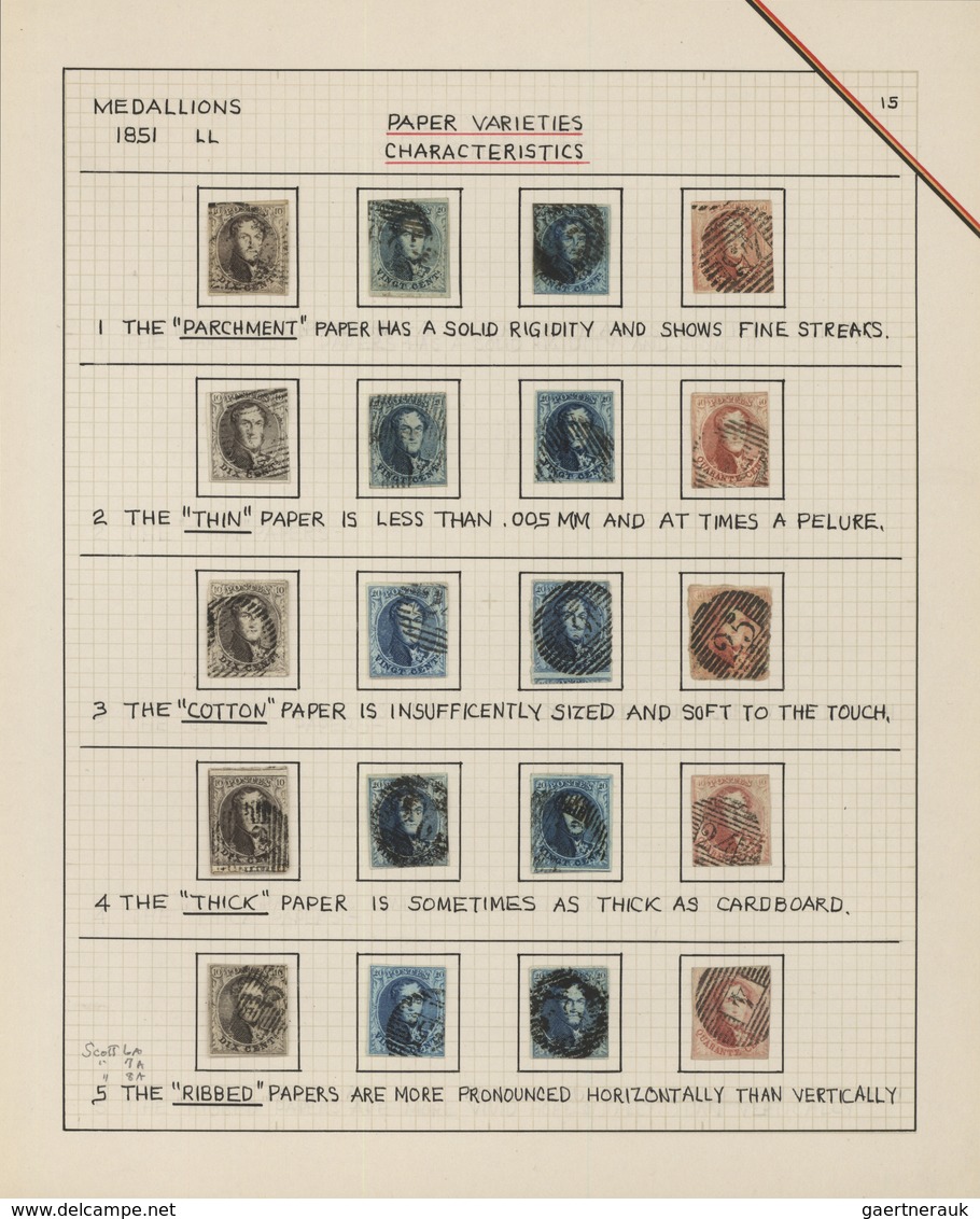 Belgien: 1851/1954, 10c. To 40c., Five Used Sets In Various Paper Types. - Sammlungen