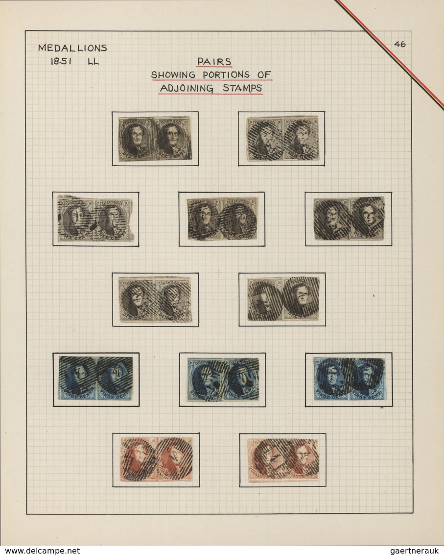 Belgien: 1851/1854, 10c. To 40c., Group Of Twelve Used Horiz. Pairs, 10c. (7), 20c. (3), 40c. (2), F - Sammlungen