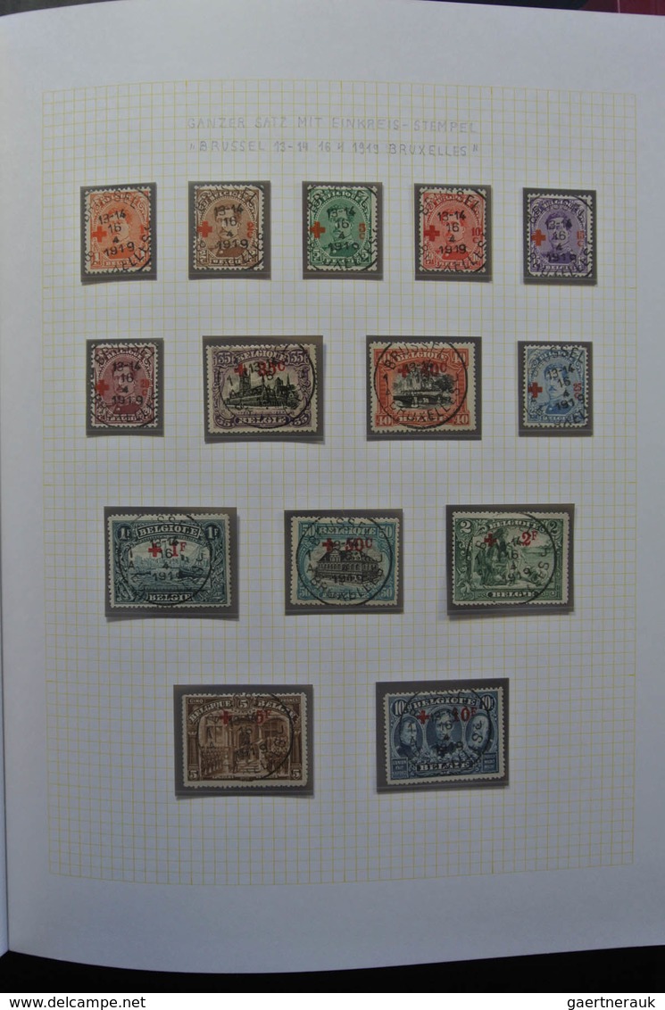 Belgien: 1915-1930: Very Well Filled, MNH, Mint Hinged And Used, Partly Double Collection Belgium 19 - Sammlungen